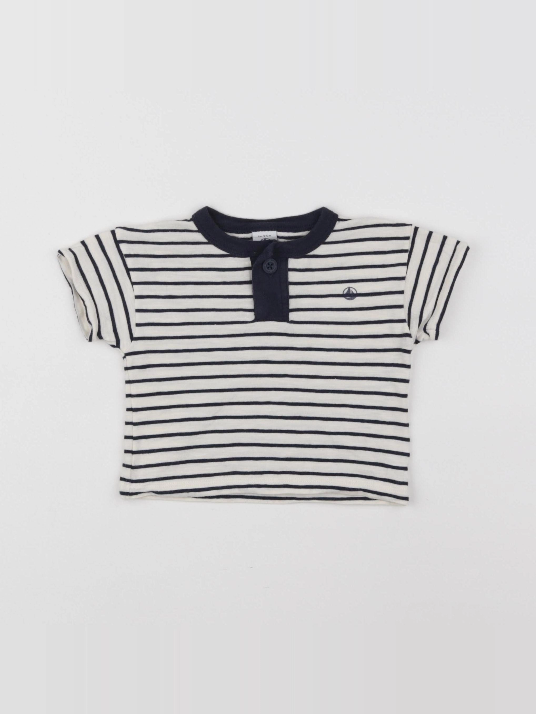 Petit Bateau - tee-shirt bleu - 6 mois