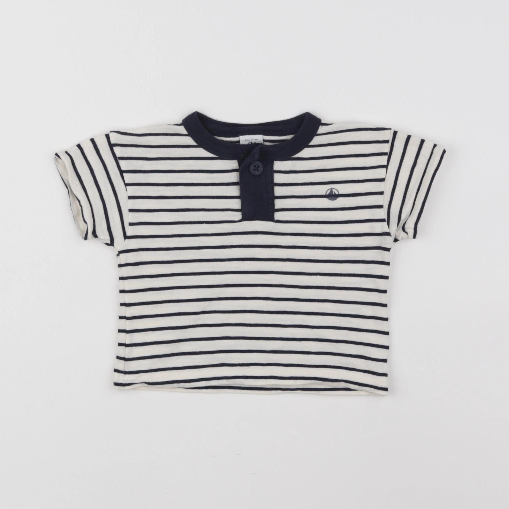 Petit Bateau - tee-shirt bleu - 6 mois