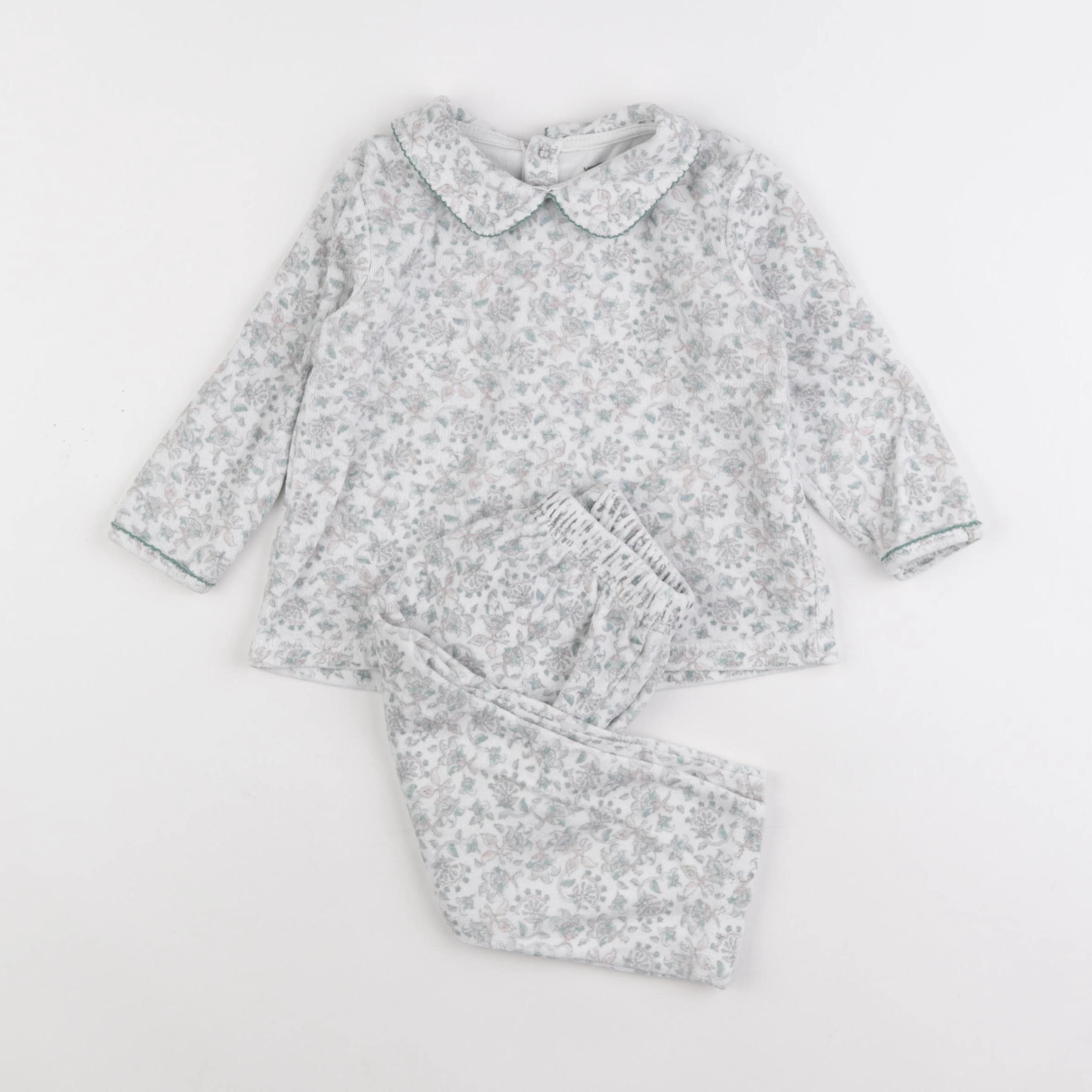 Vertbaudet - pyjama velours blanc - 2 ans