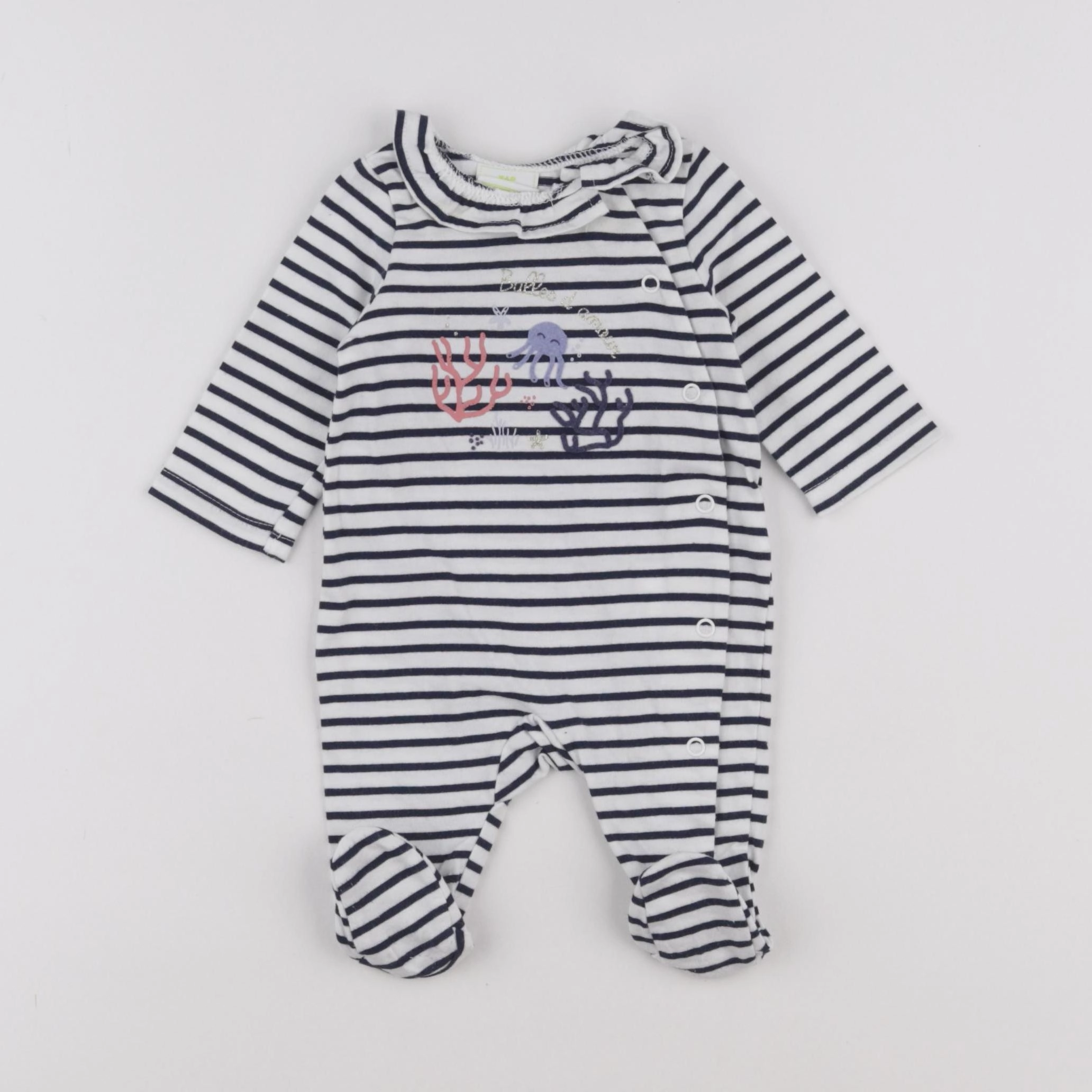 Tape à l'oeil - pyjama coton bleu, blanc - 1 mois