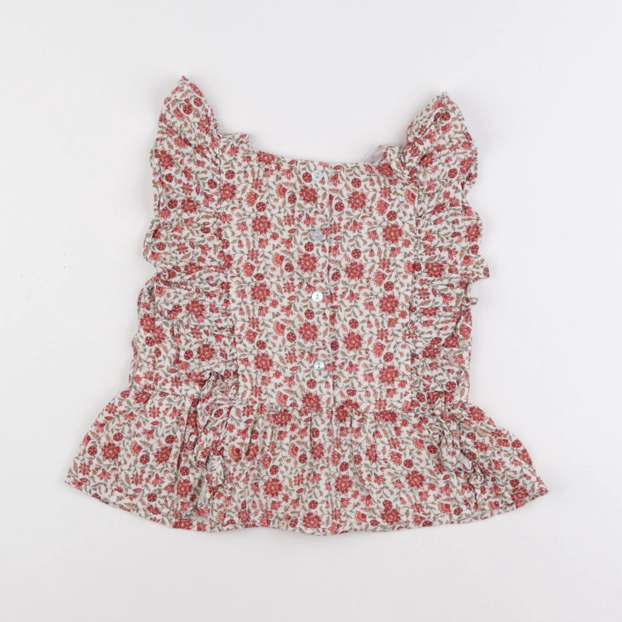 Little Cigogne - blouse blanc, rouge - 5 ans