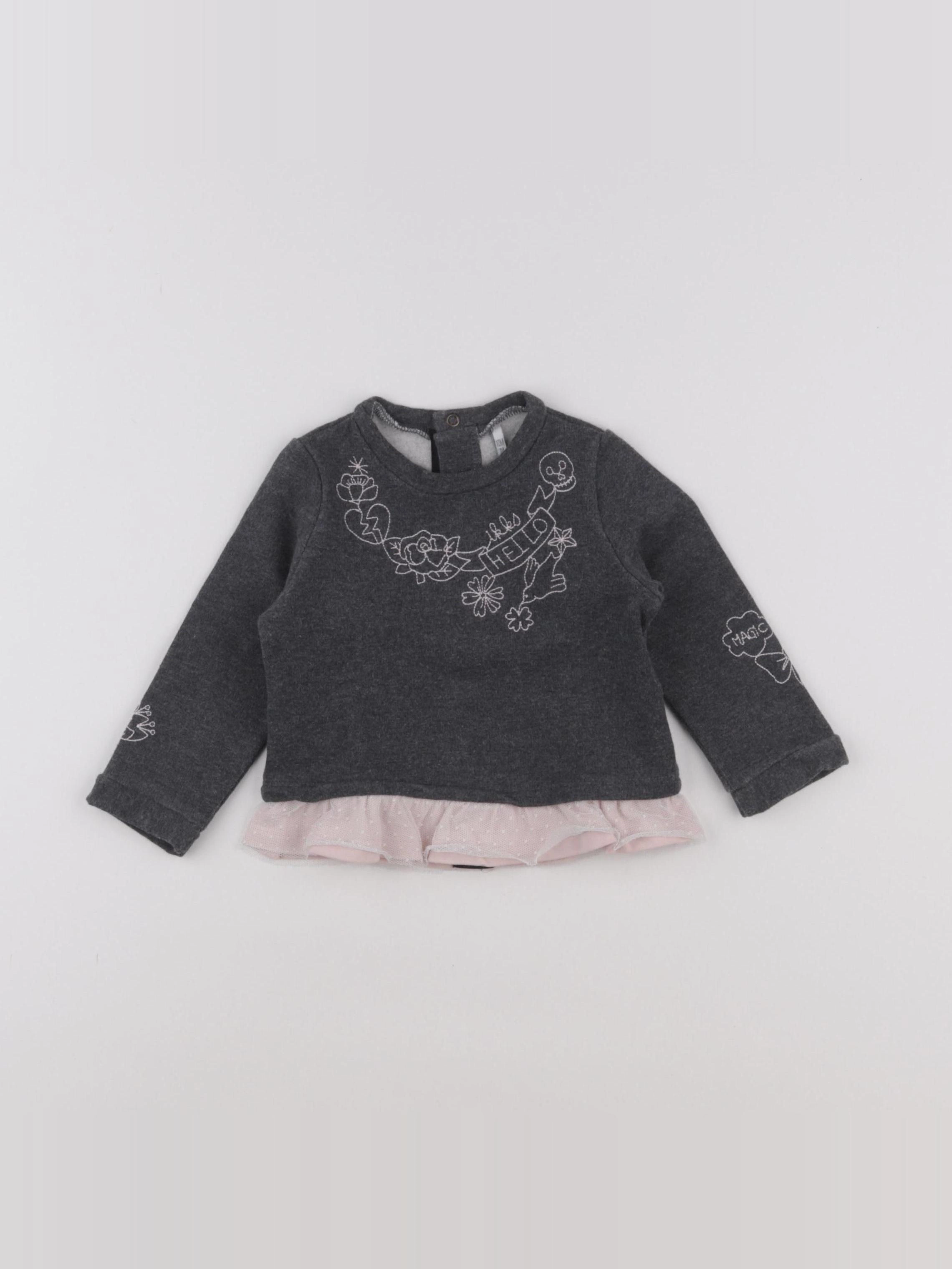 IKKS - sweat gris - 12 mois
