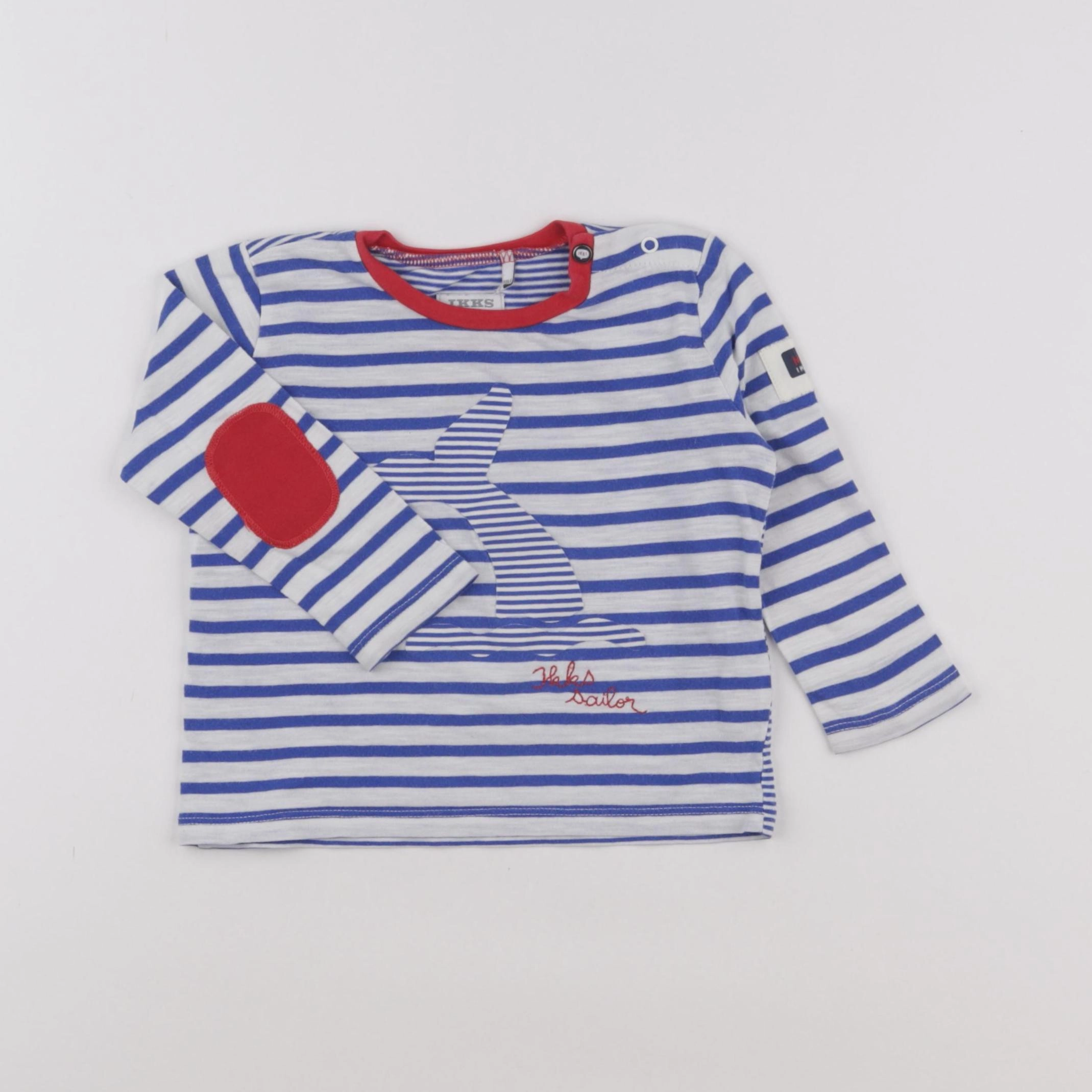 IKKS - tee-shirt blanc, bleu - 18 mois