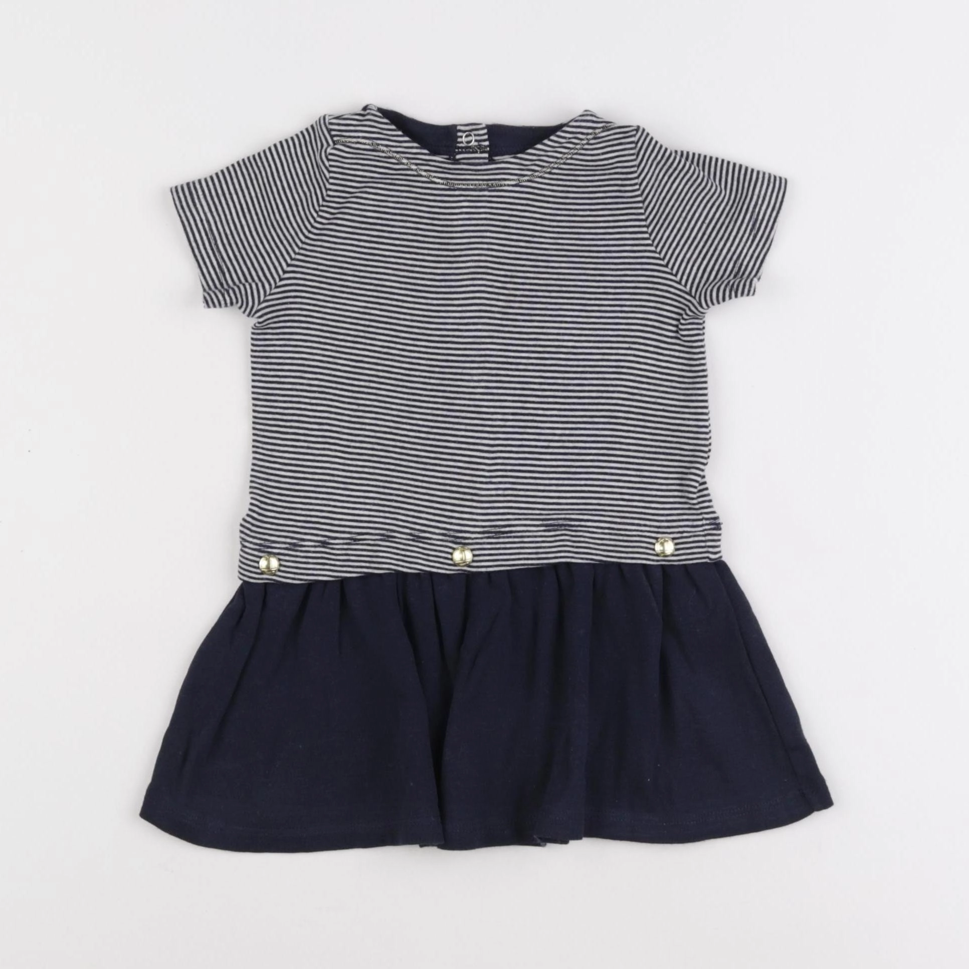 Petit Bateau - robe bleu - 12 mois