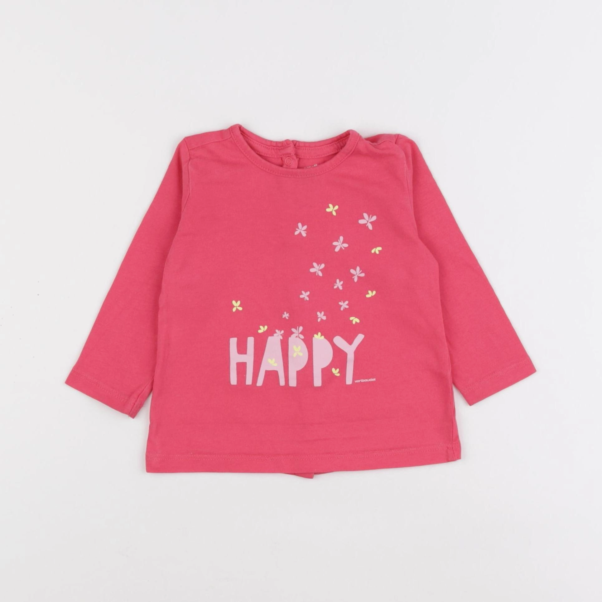 Vertbaudet - tee-shirt rose - 9 mois