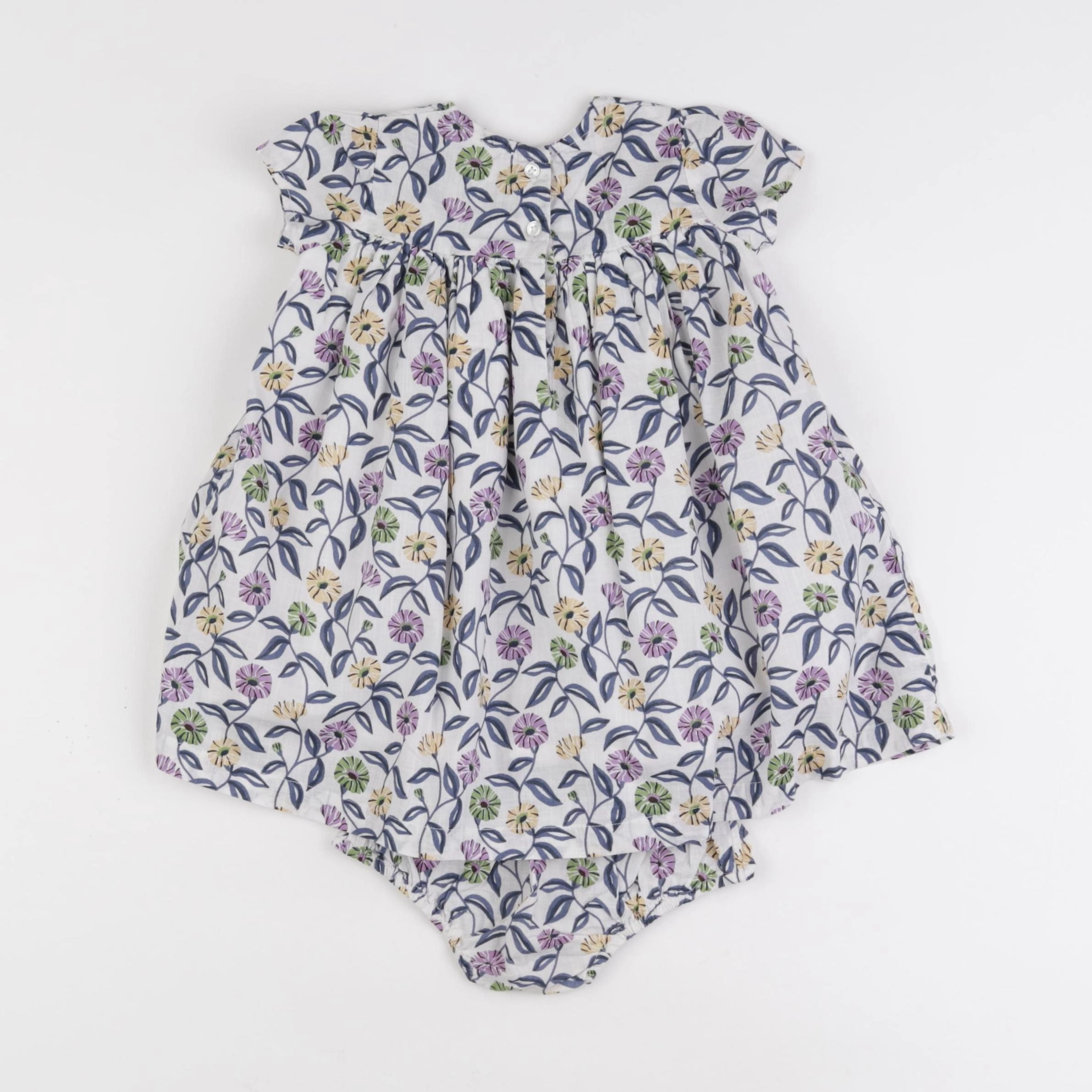 Boutchou - robe blanc, violet - 9 mois