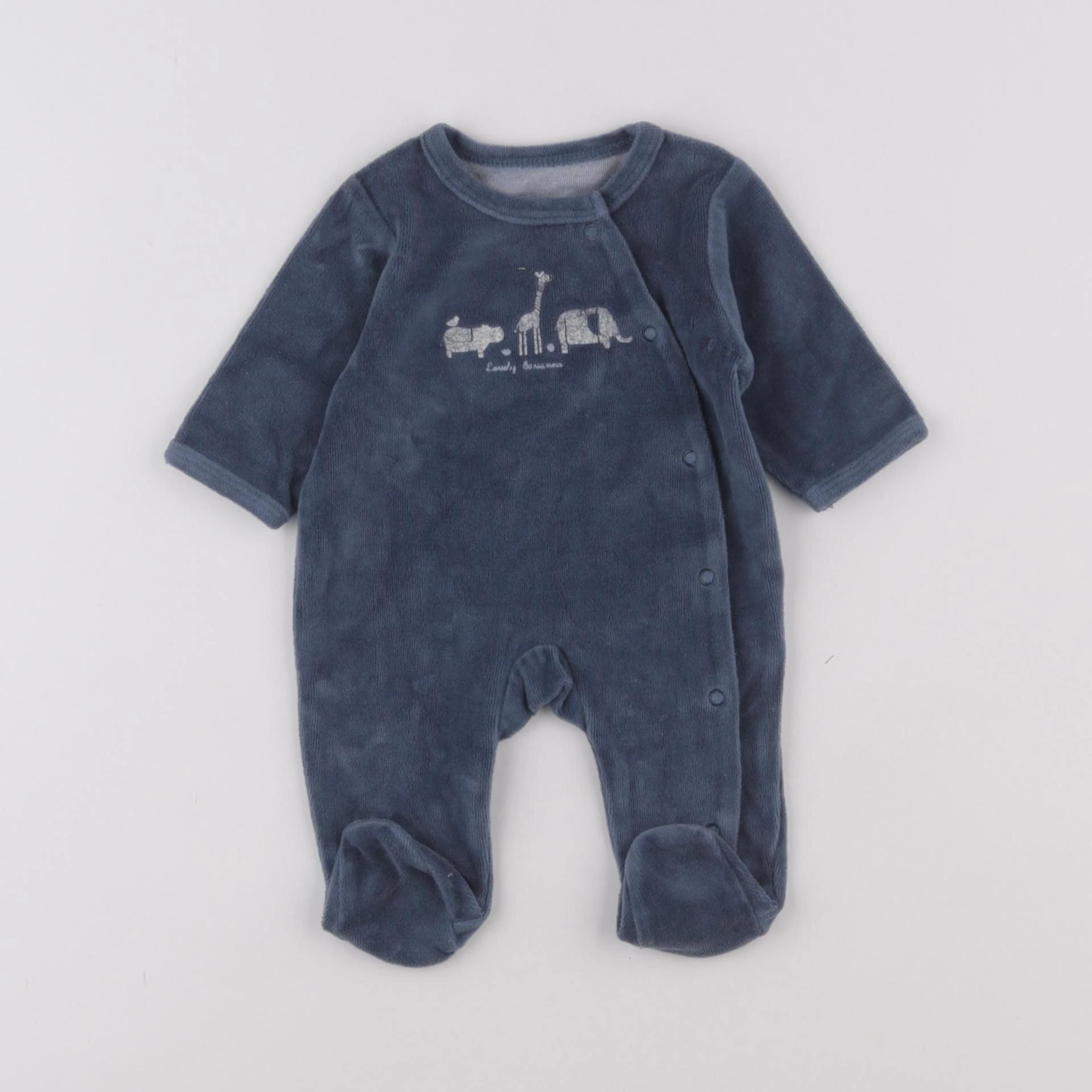 Vertbaudet - pyjama velours bleu - 0 mois