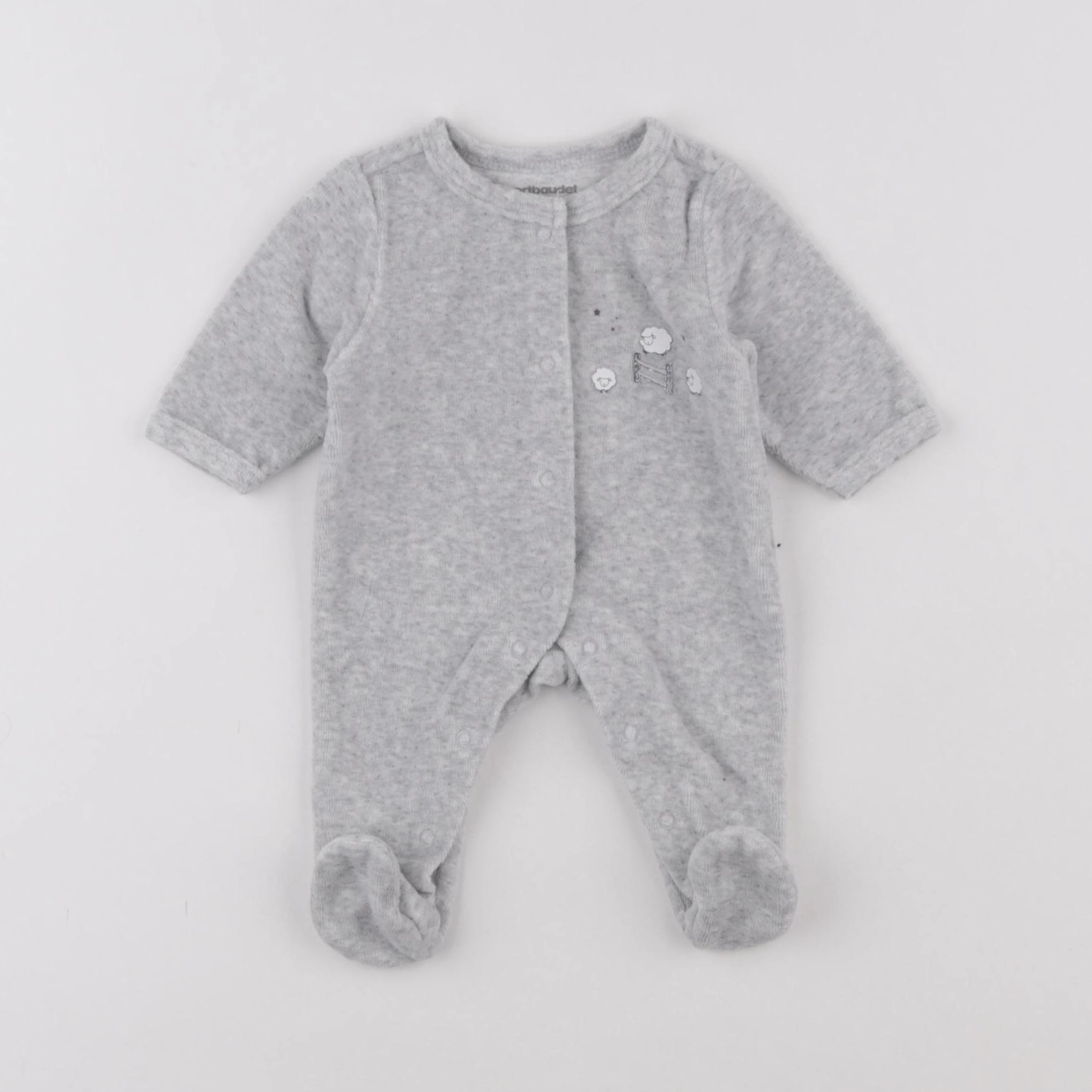 Vertbaudet - pyjama velours gris - 0 mois