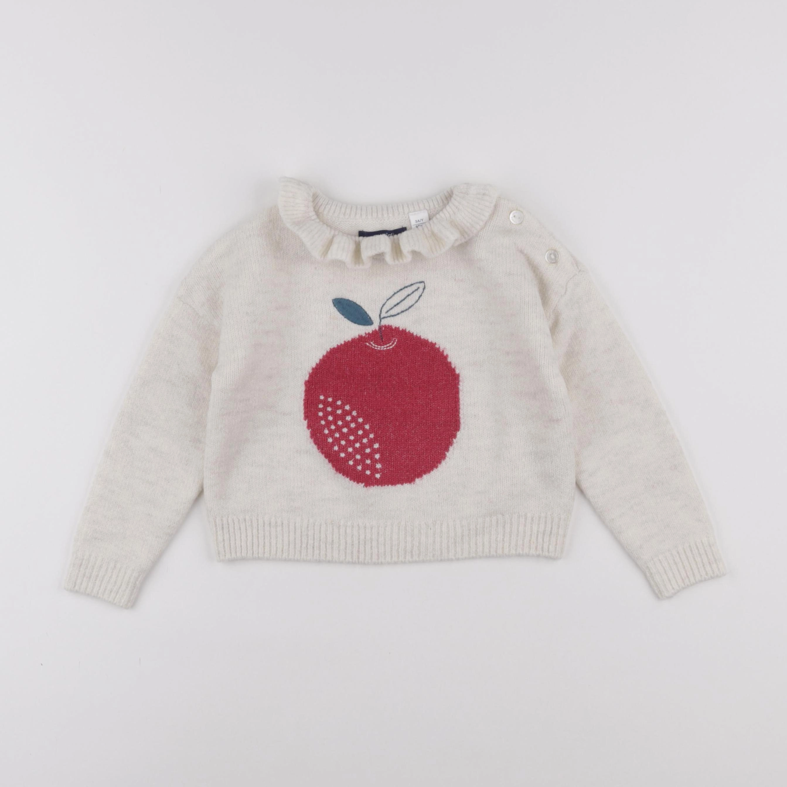 Okaidi - pull blanc - 3 ans