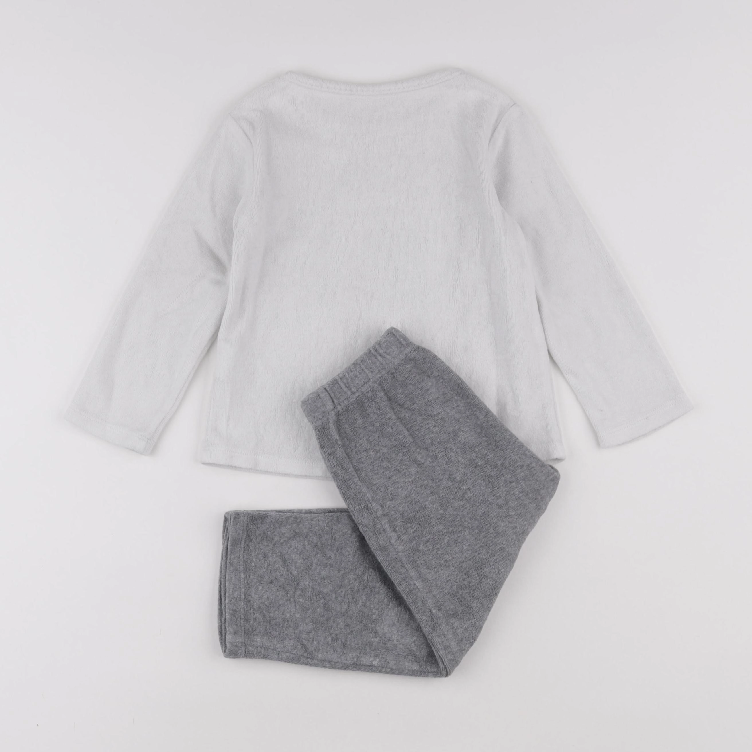 Vertbaudet - pyjama velours blanc, gris - 3 ans