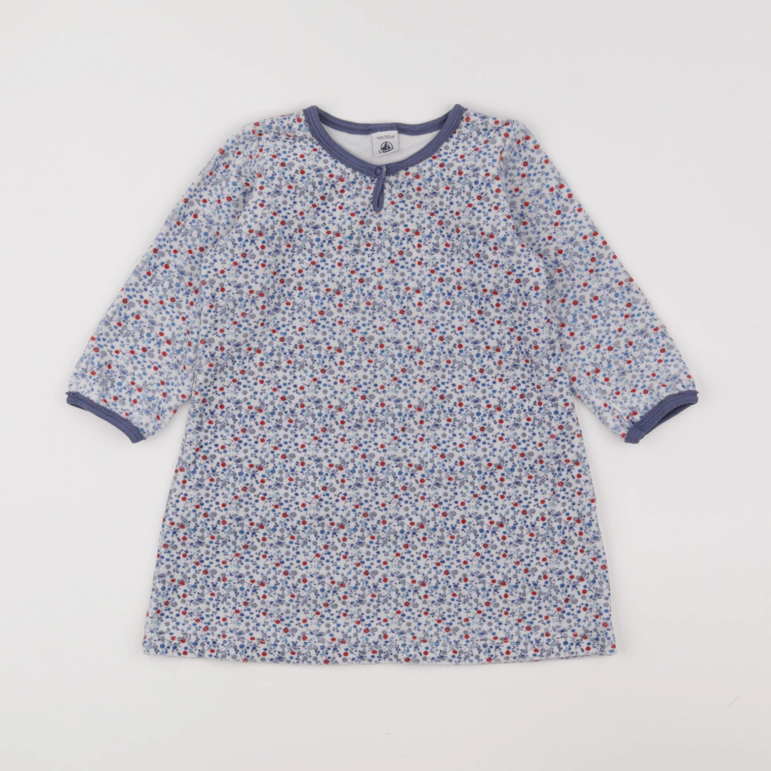 Petit Bateau - chemise de nuit velours blanc - 4 ans