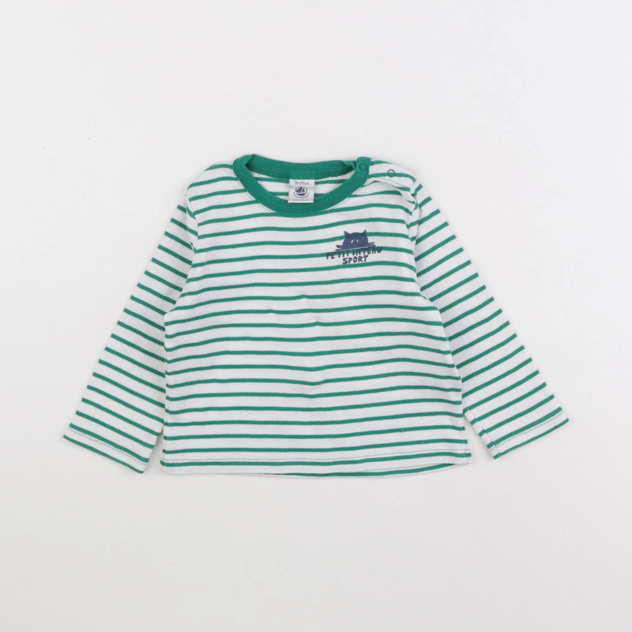 Petit Bateau - tee-shirt blanc, vert - 18 mois