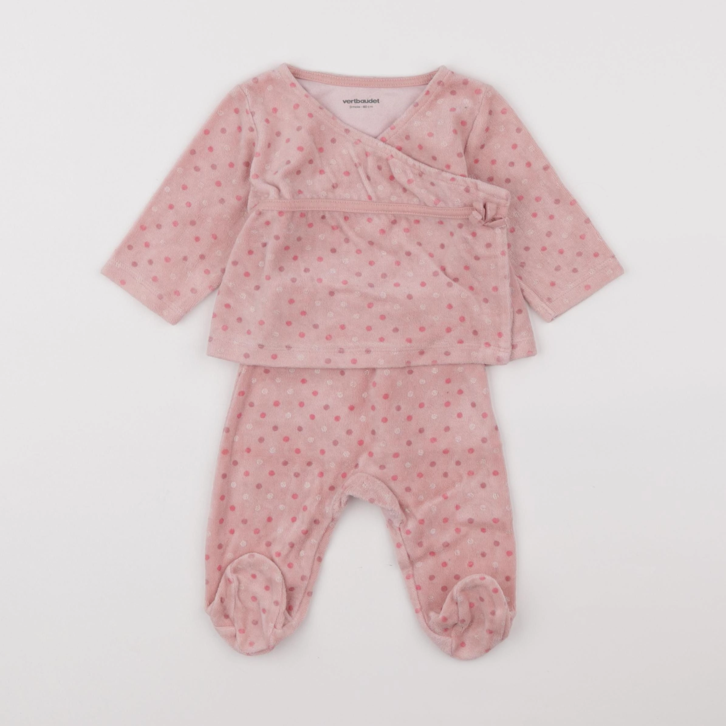 Vertbaudet - pyjama velours rose - 3 mois