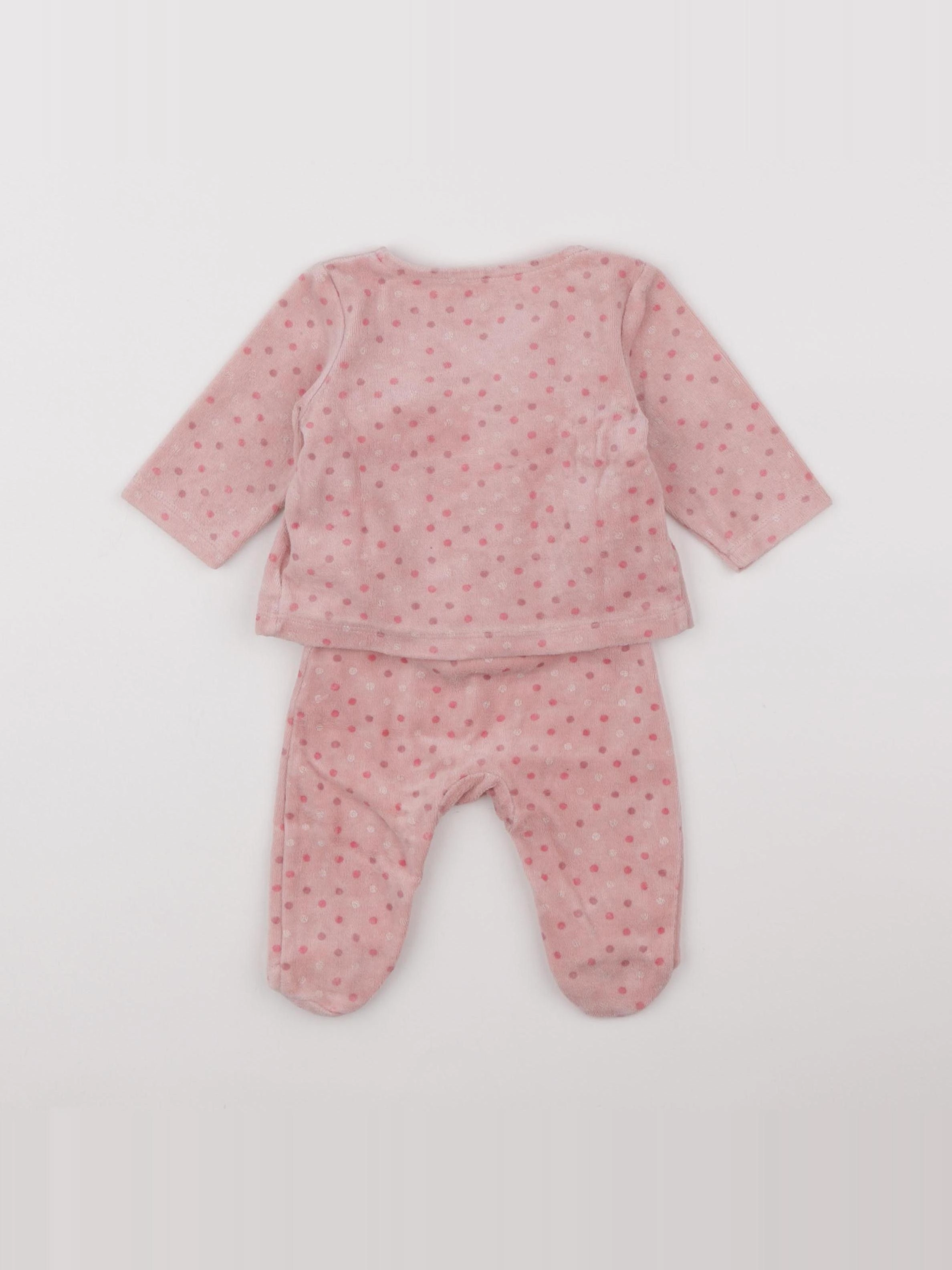 Vertbaudet - pyjama velours rose - 3 mois