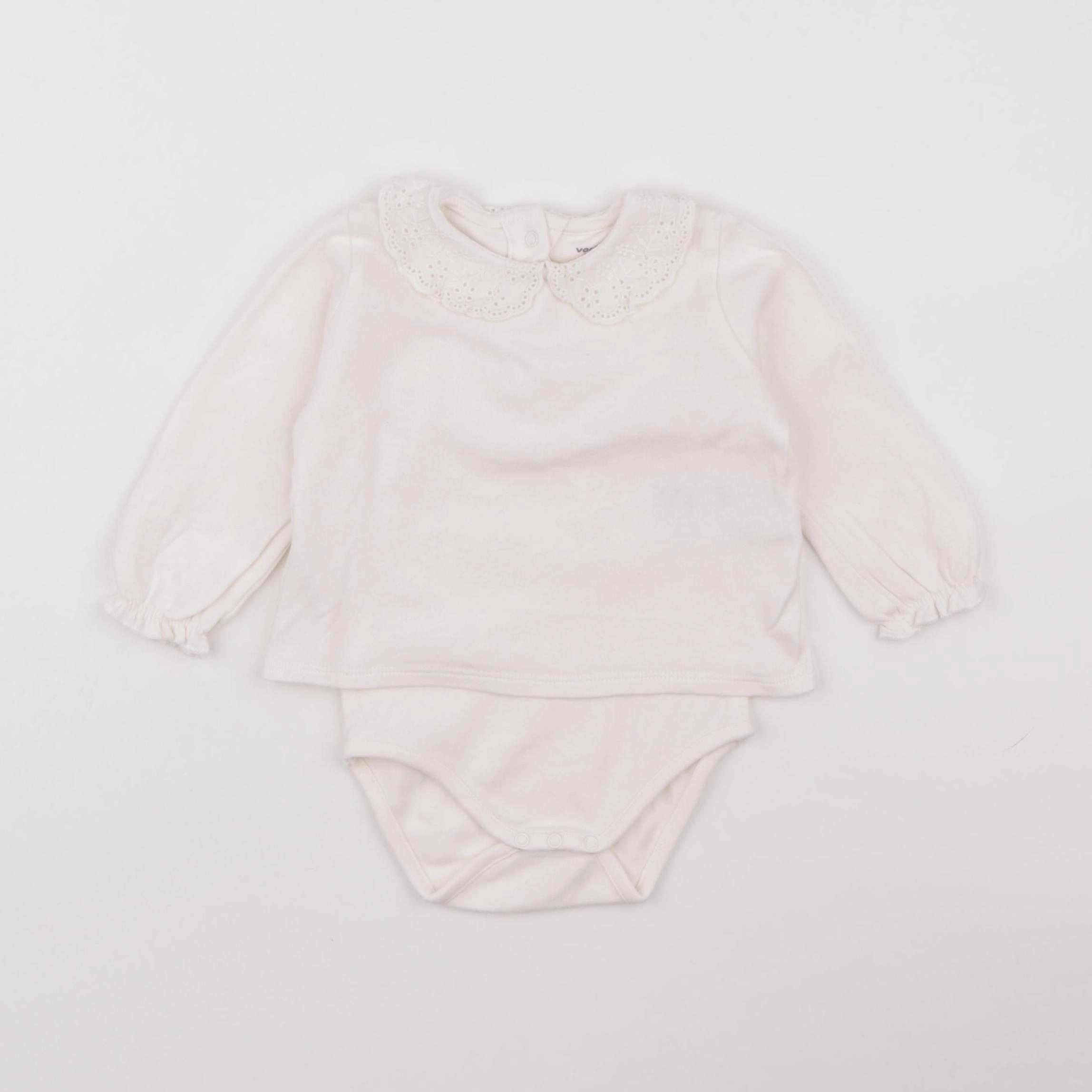 Vertbaudet - body tee-shirt blanc - 9 mois