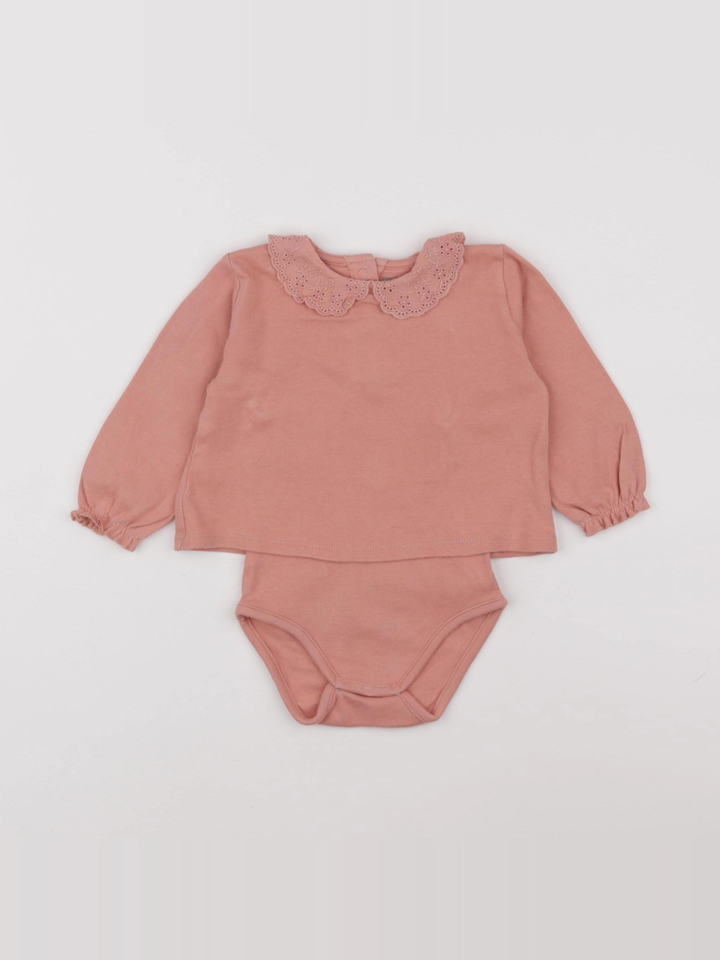 Vertbaudet - body tee-shirt rose - 9 mois