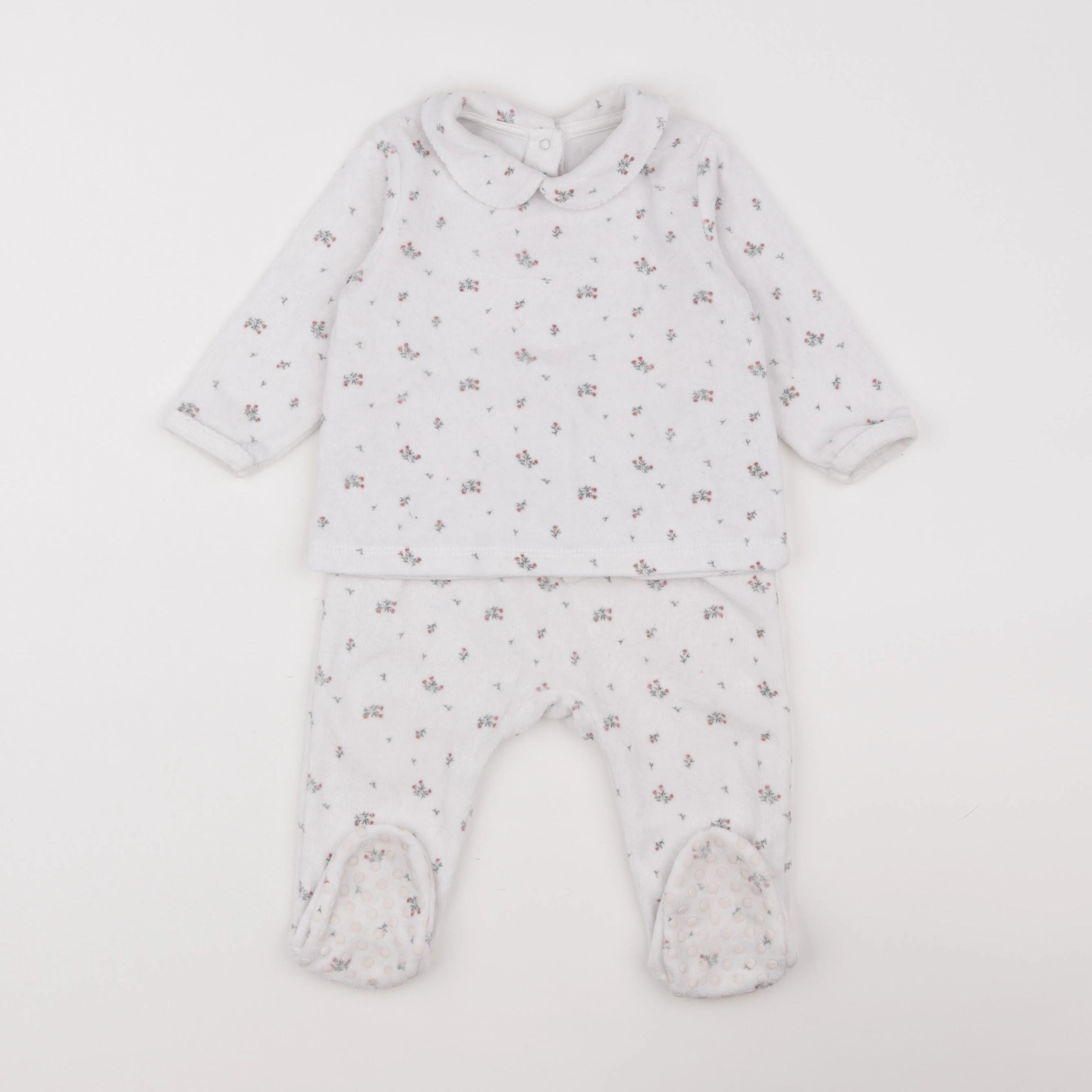 Vertbaudet - pyjama velours blanc - 9 mois