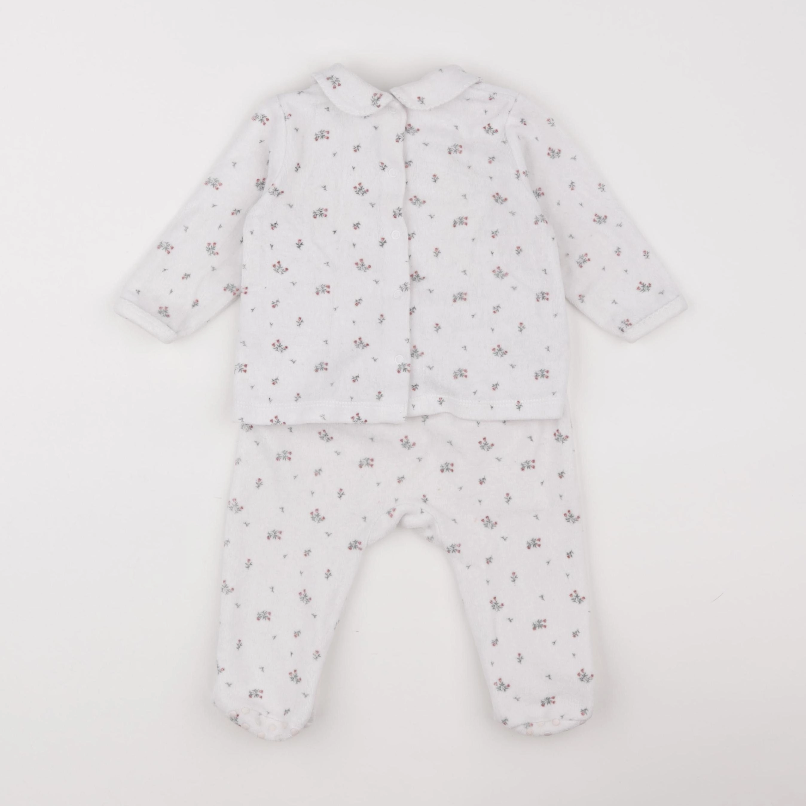 Vertbaudet - pyjama velours blanc - 9 mois