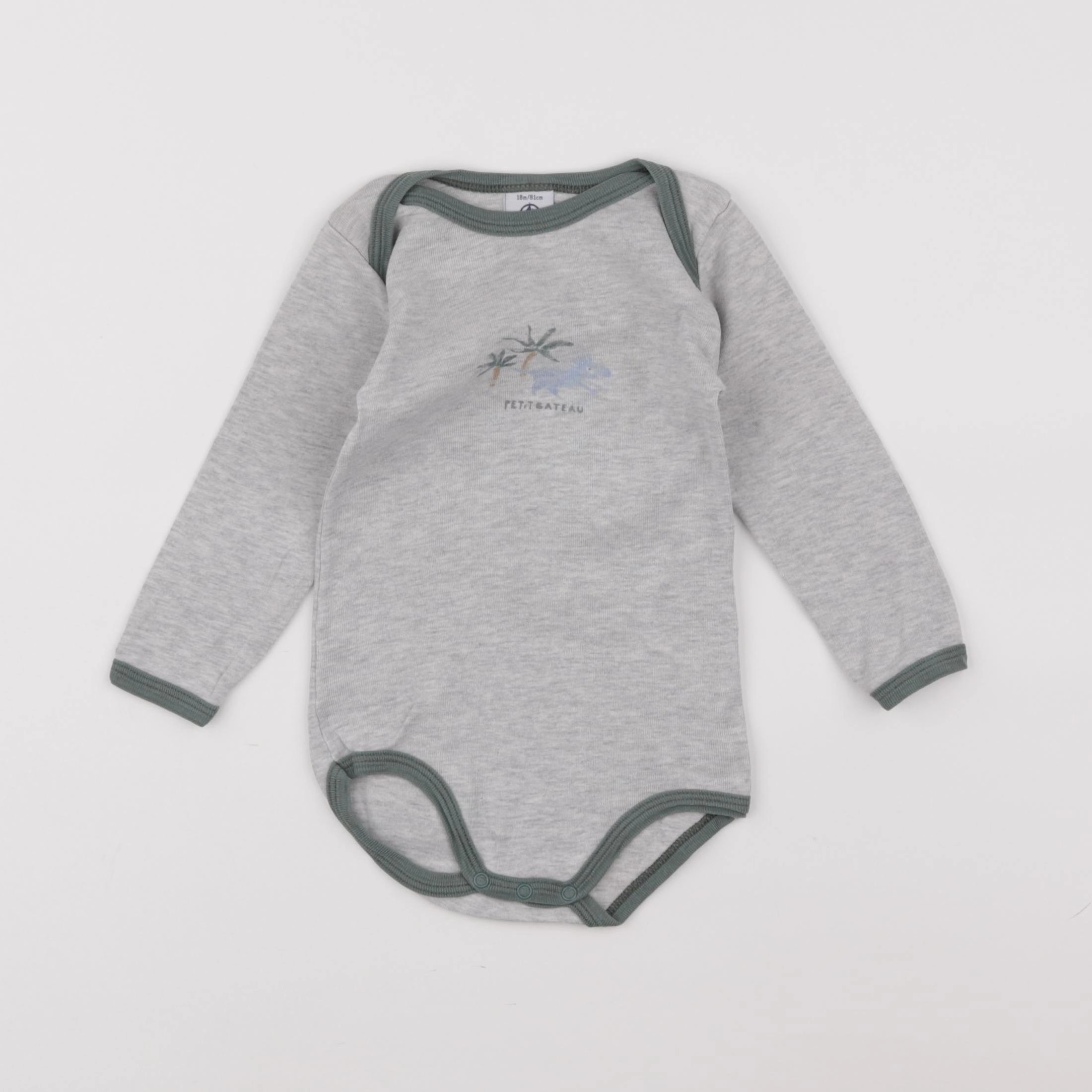 Petit Bateau - body gris - 18 mois