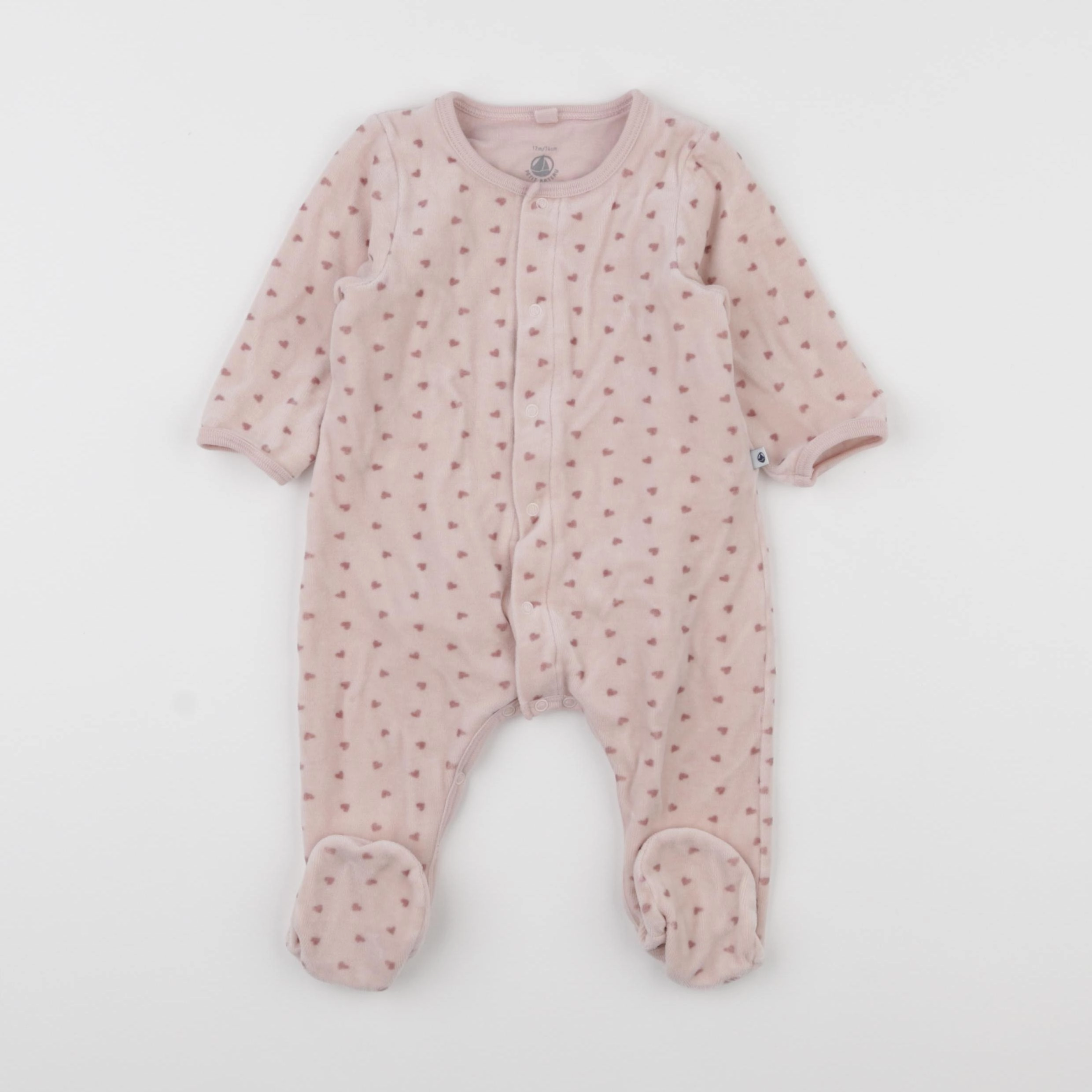 Petit Bateau - pyjama velours rose - 12 mois