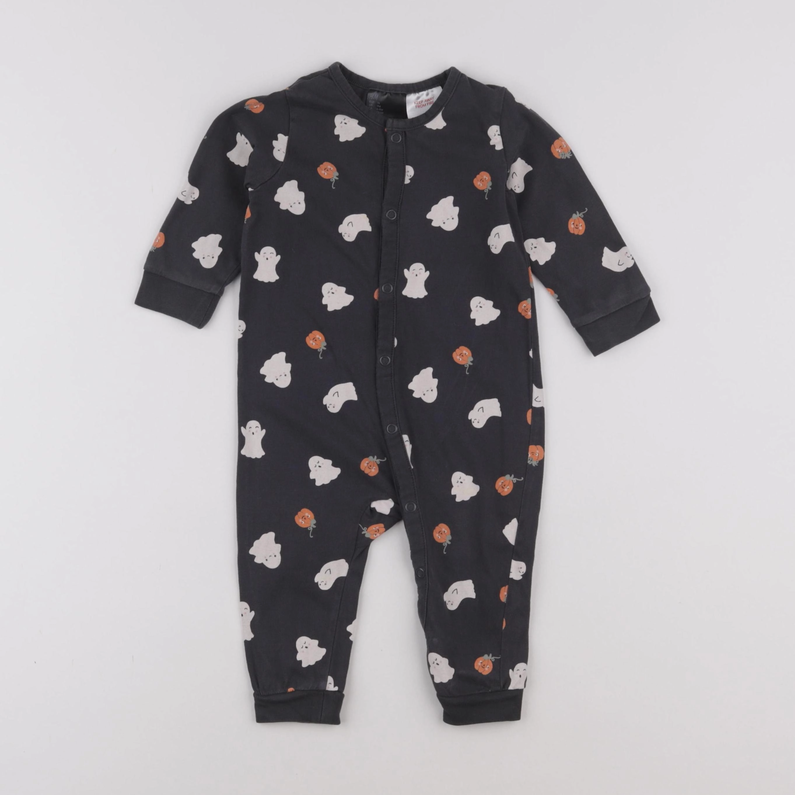 H&M - combinaison coton gris - 6/9 mois