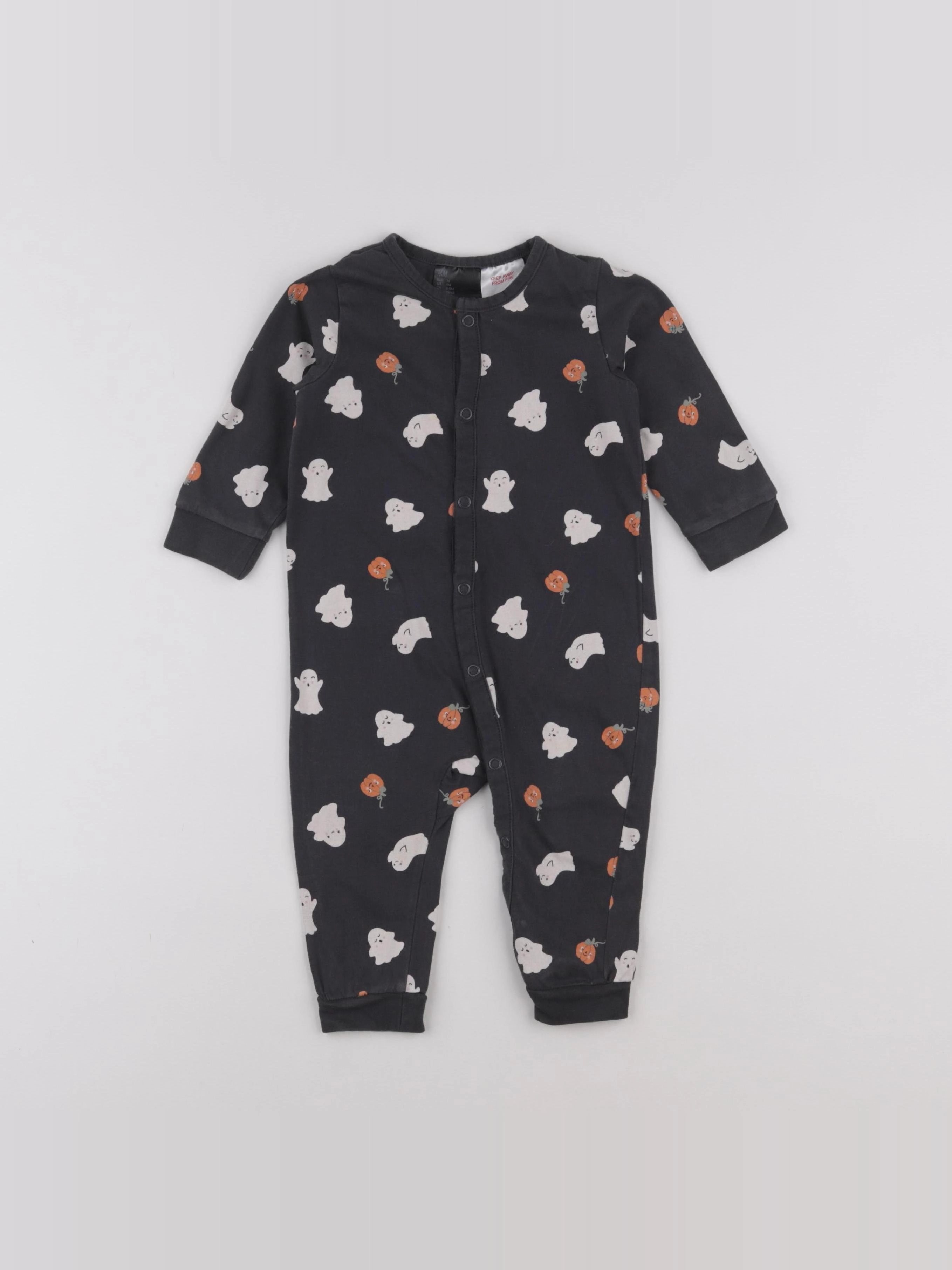 H&M - combinaison coton gris - 6/9 mois