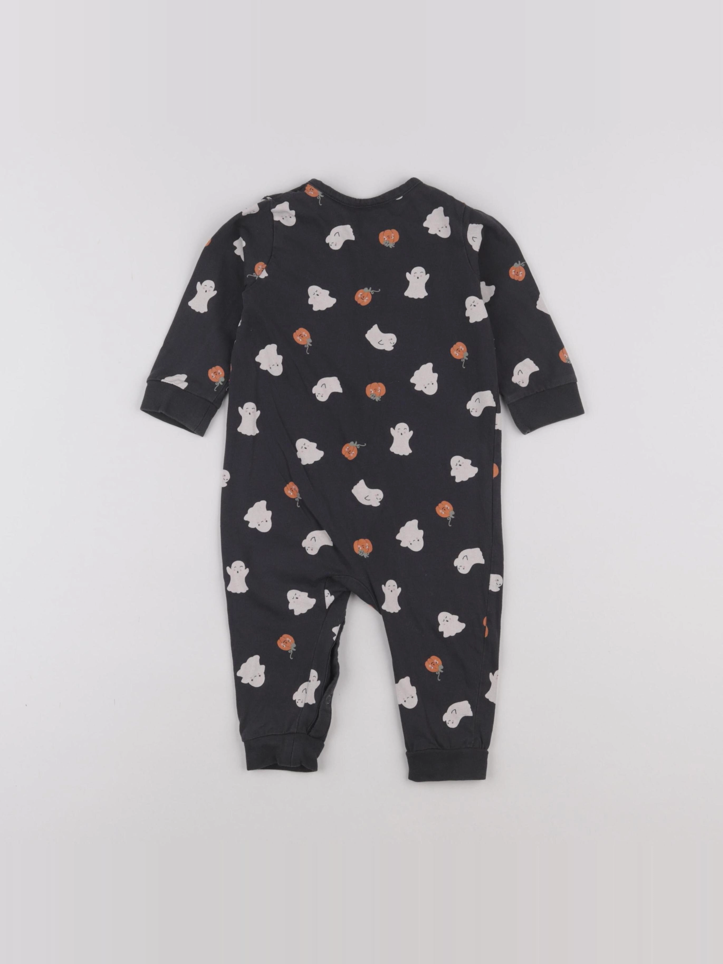 H&M - combinaison coton gris - 6/9 mois