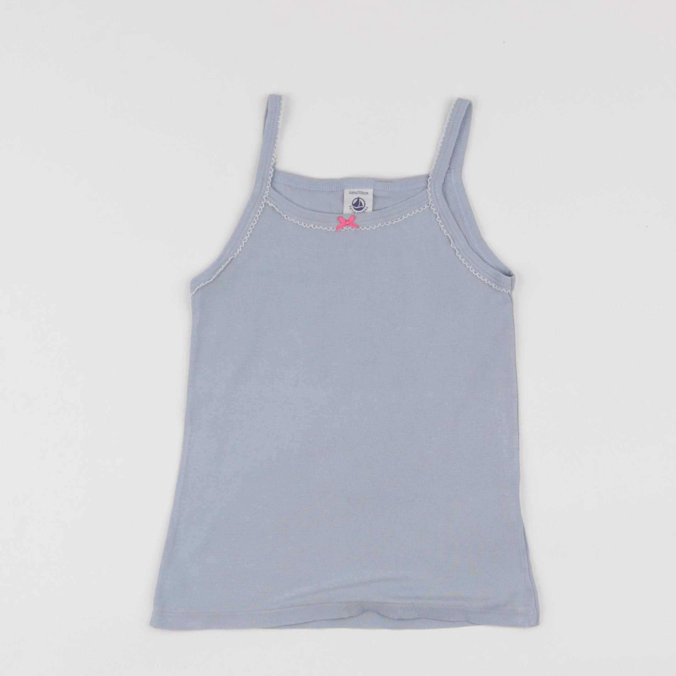 Petit Bateau - maillot de corps bleu - 6 ans