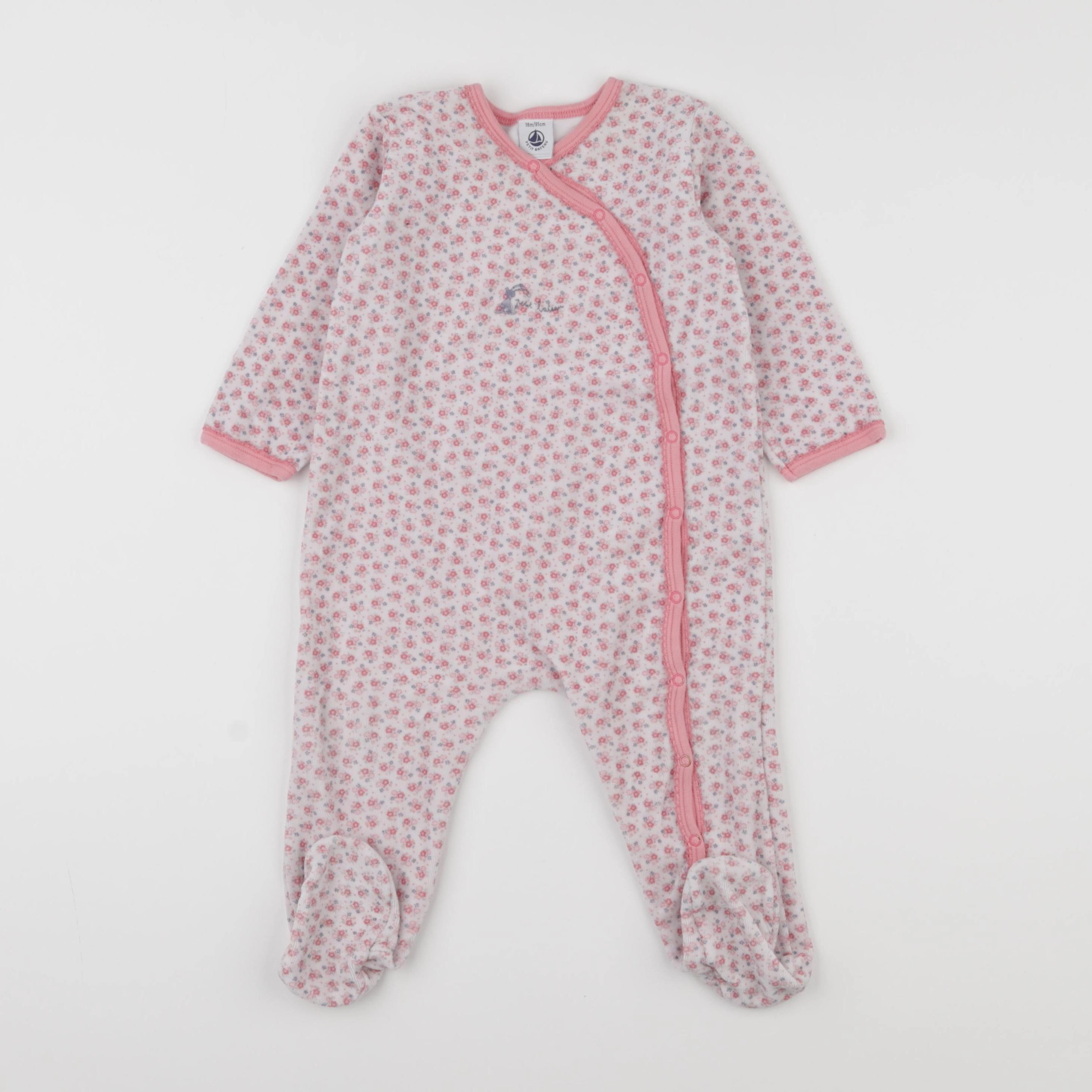 Petit Bateau - pyjama velours rose - 18 mois