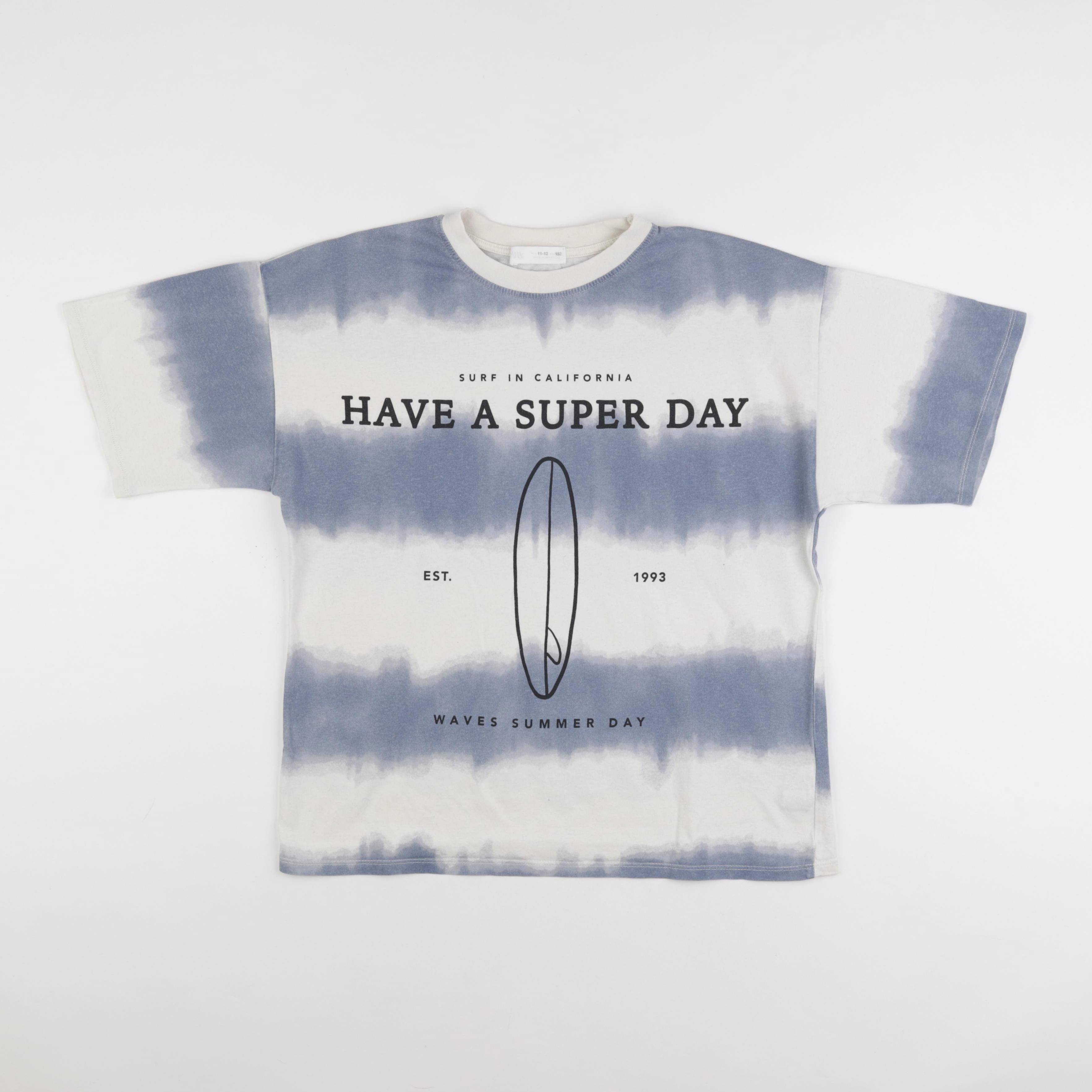 Zara - tee-shirt blanc, bleu - 11/12 ans