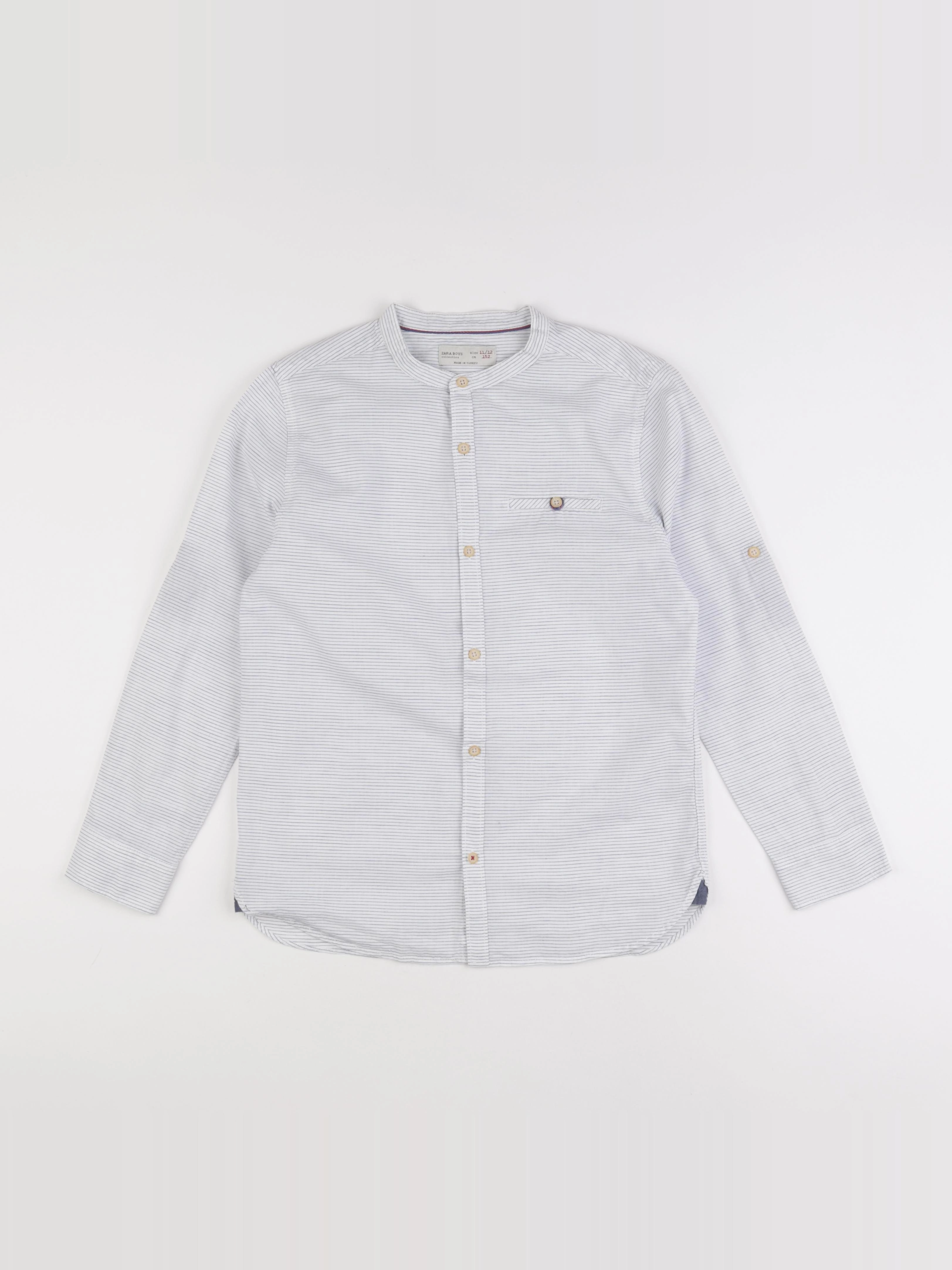 Zara - chemise blanc, bleu - 11/12 ans