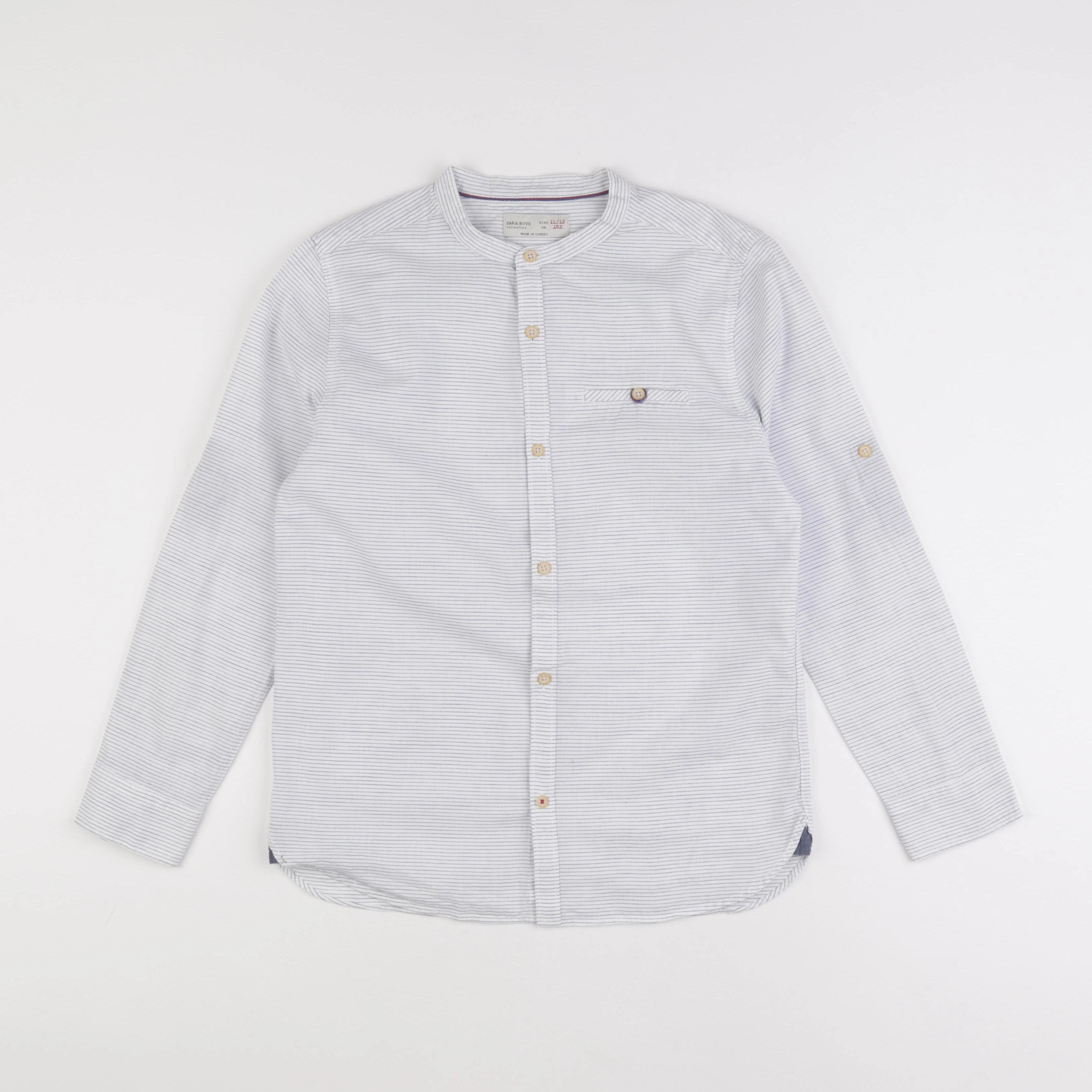 Zara - chemise blanc, bleu - 11/12 ans