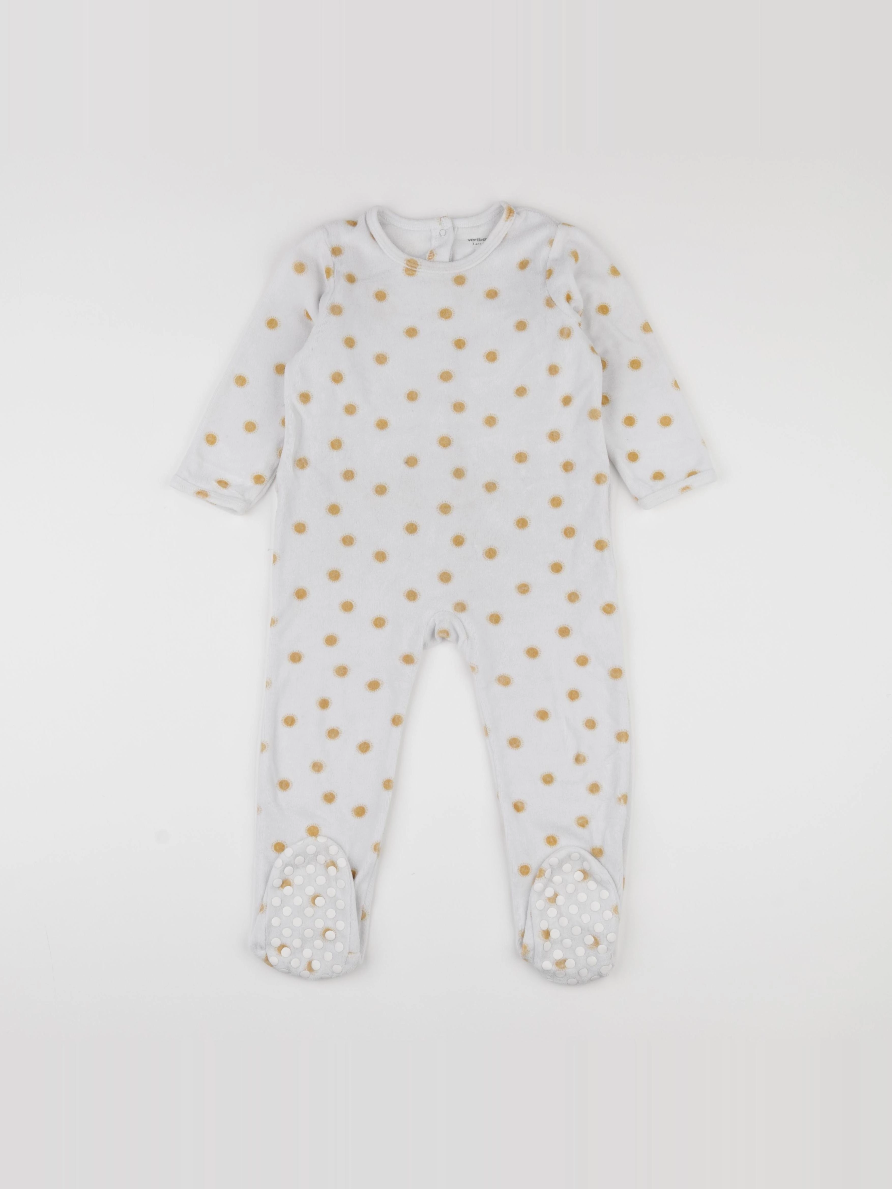 Vertbaudet - pyjama velours blanc, jaune - 3 ans