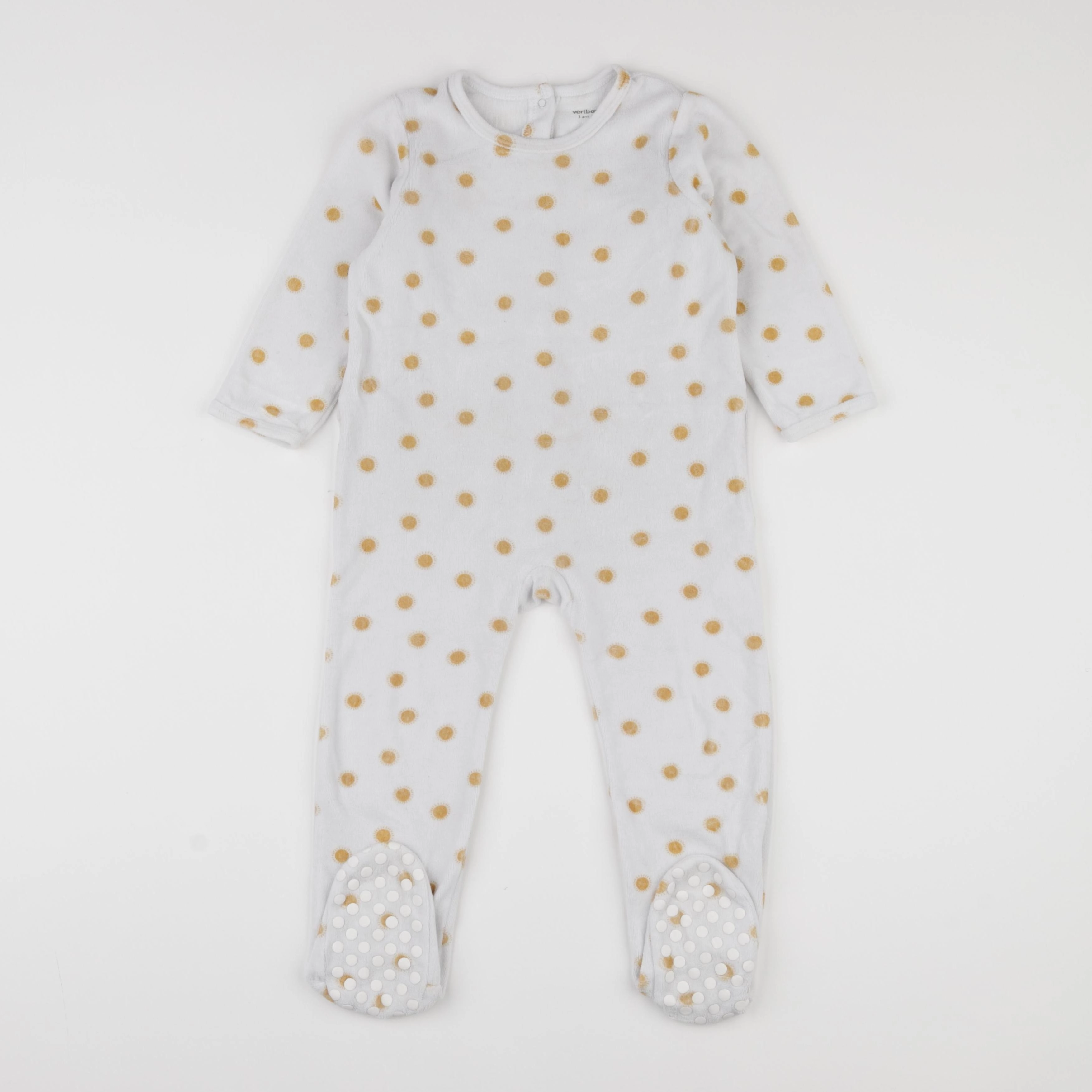 Vertbaudet - pyjama velours blanc, jaune - 3 ans
