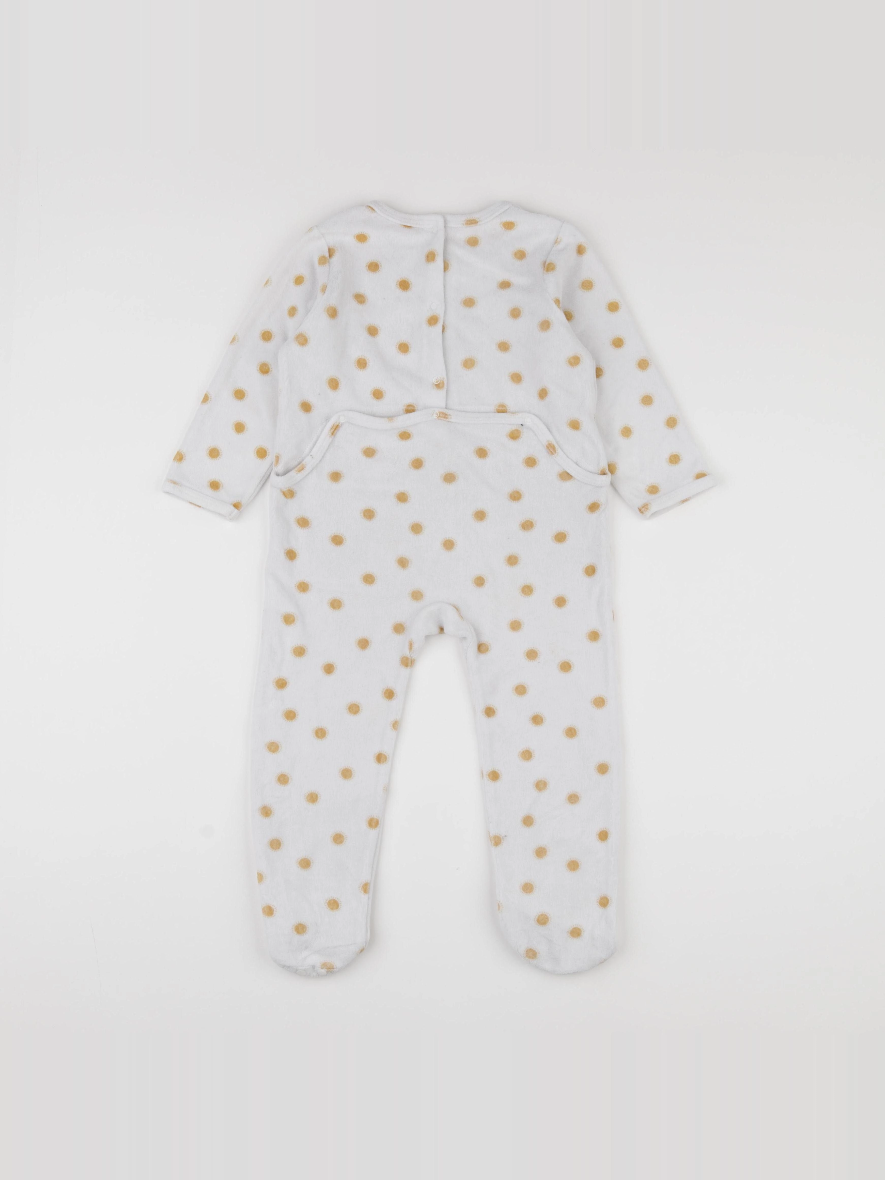 Vertbaudet - pyjama velours blanc, jaune - 3 ans