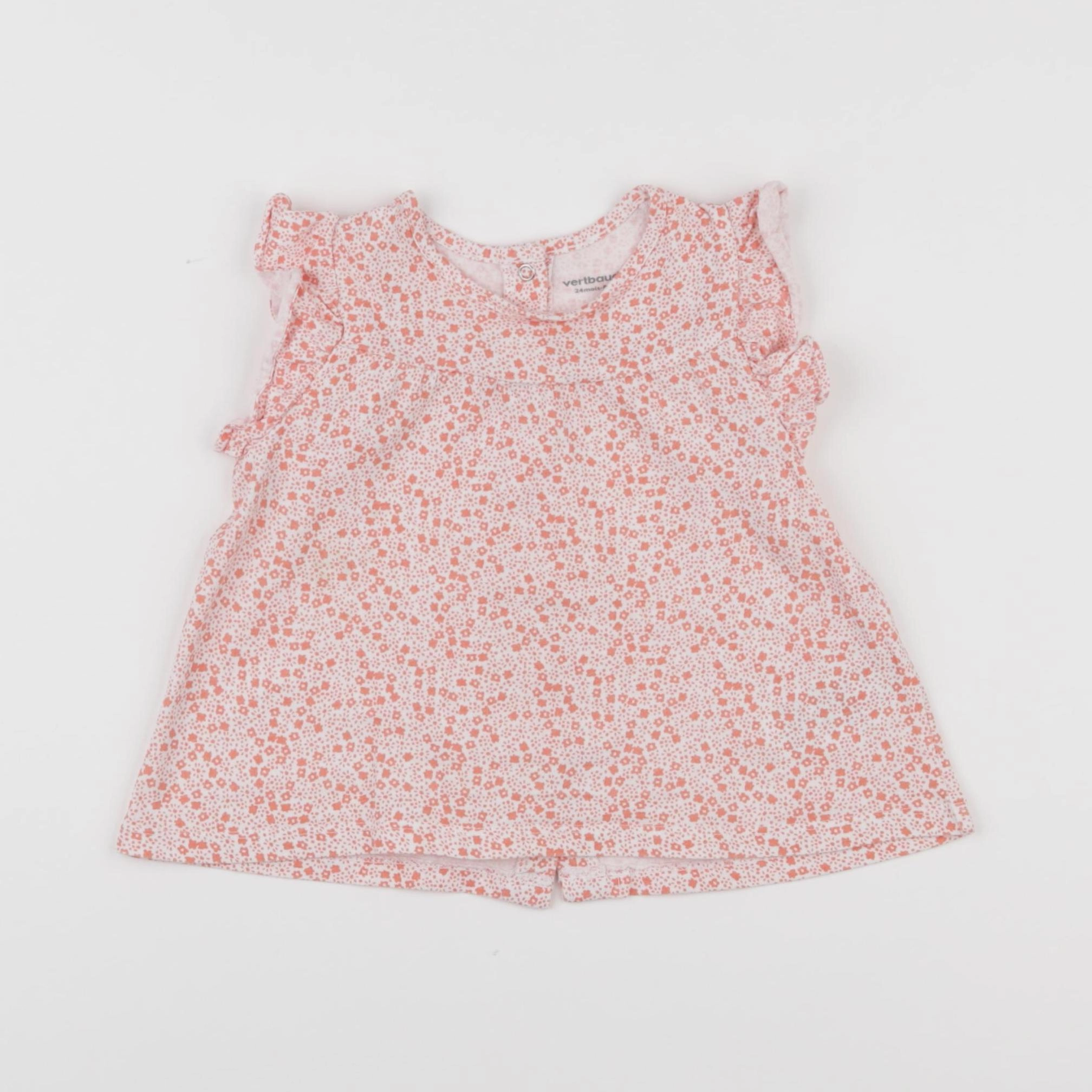 Vertbaudet - tee-shirt blanc, rose - 24 mois