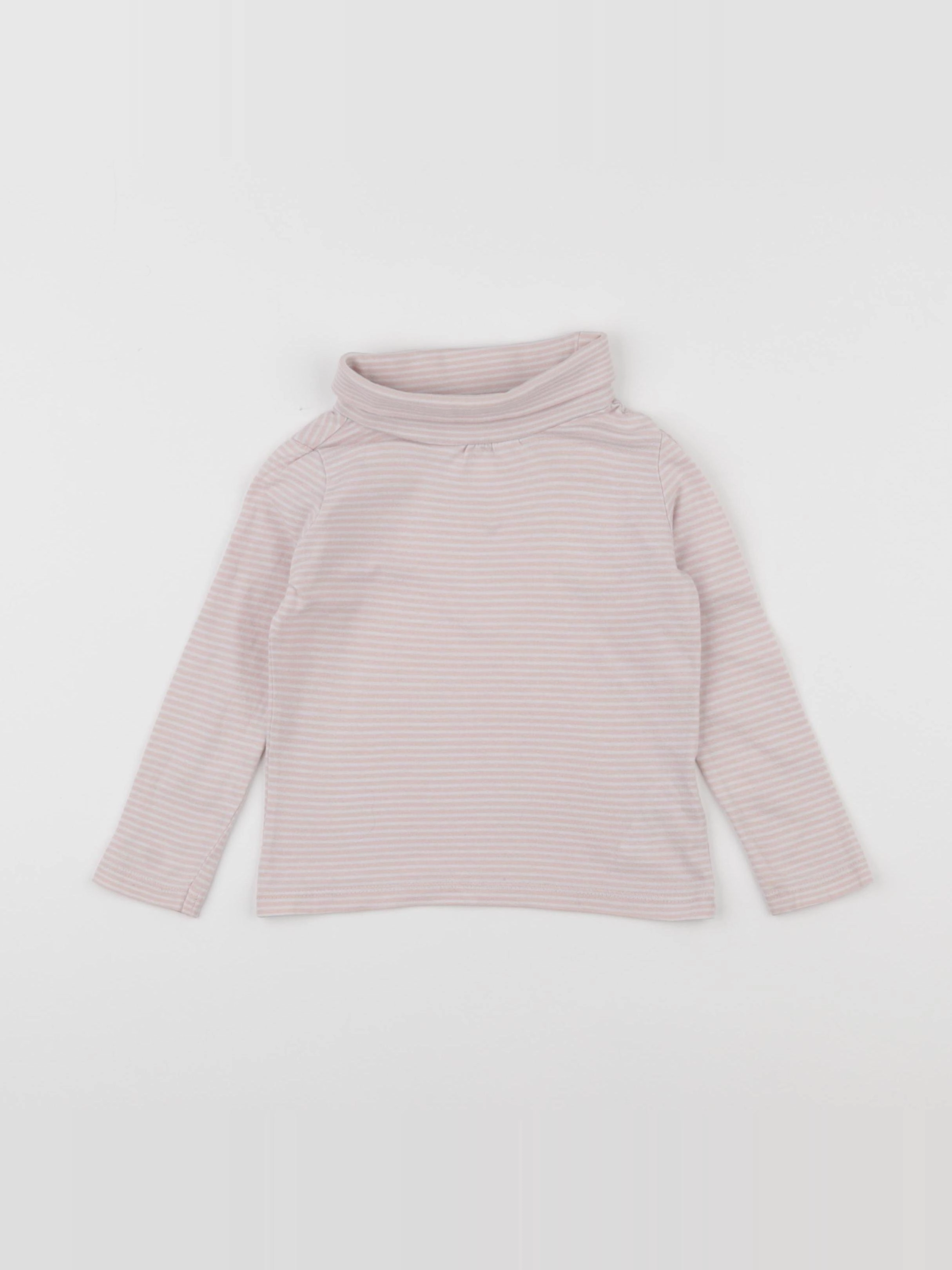 Vertbaudet - sous-pull blanc, rose - 3 ans