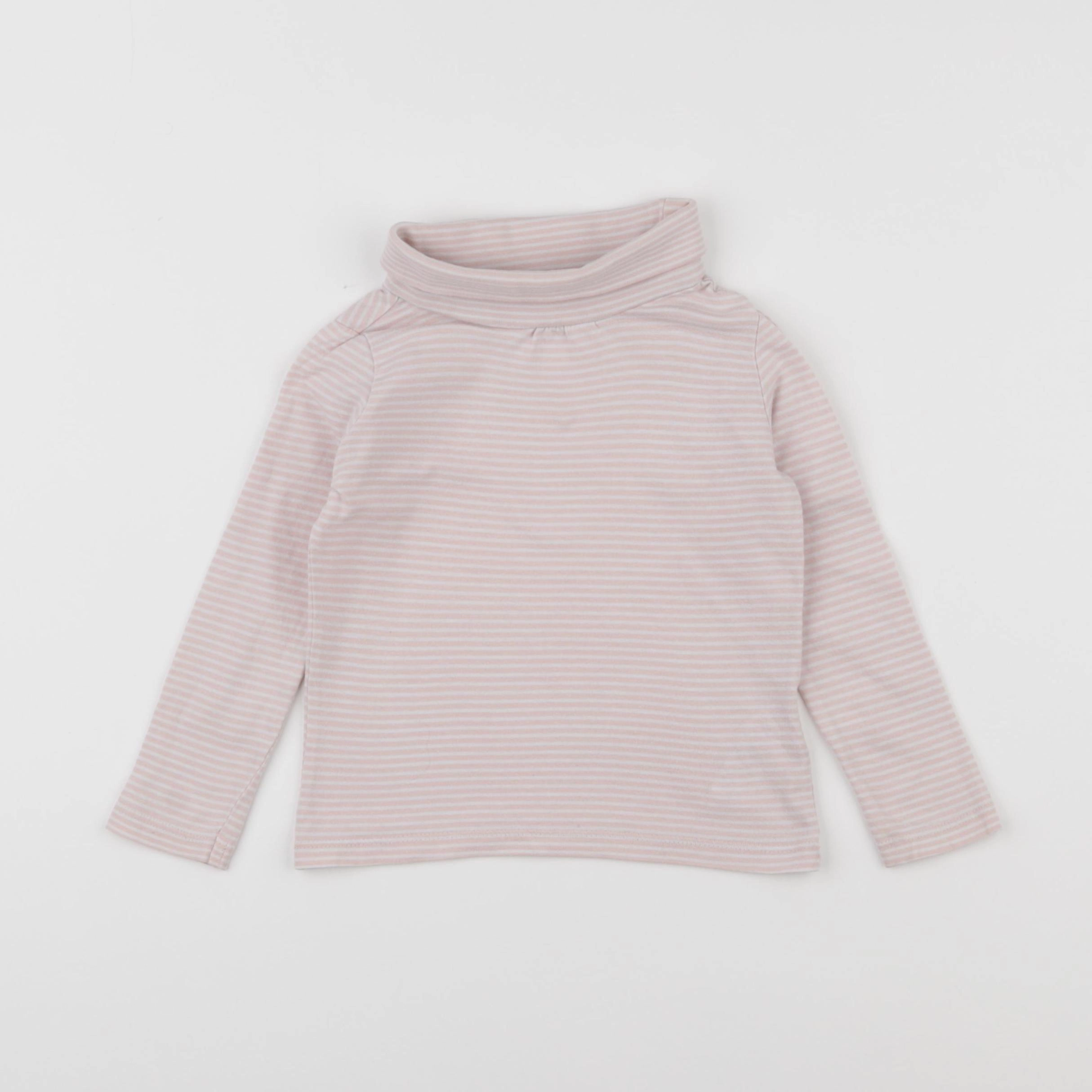 Vertbaudet - sous-pull blanc, rose - 3 ans