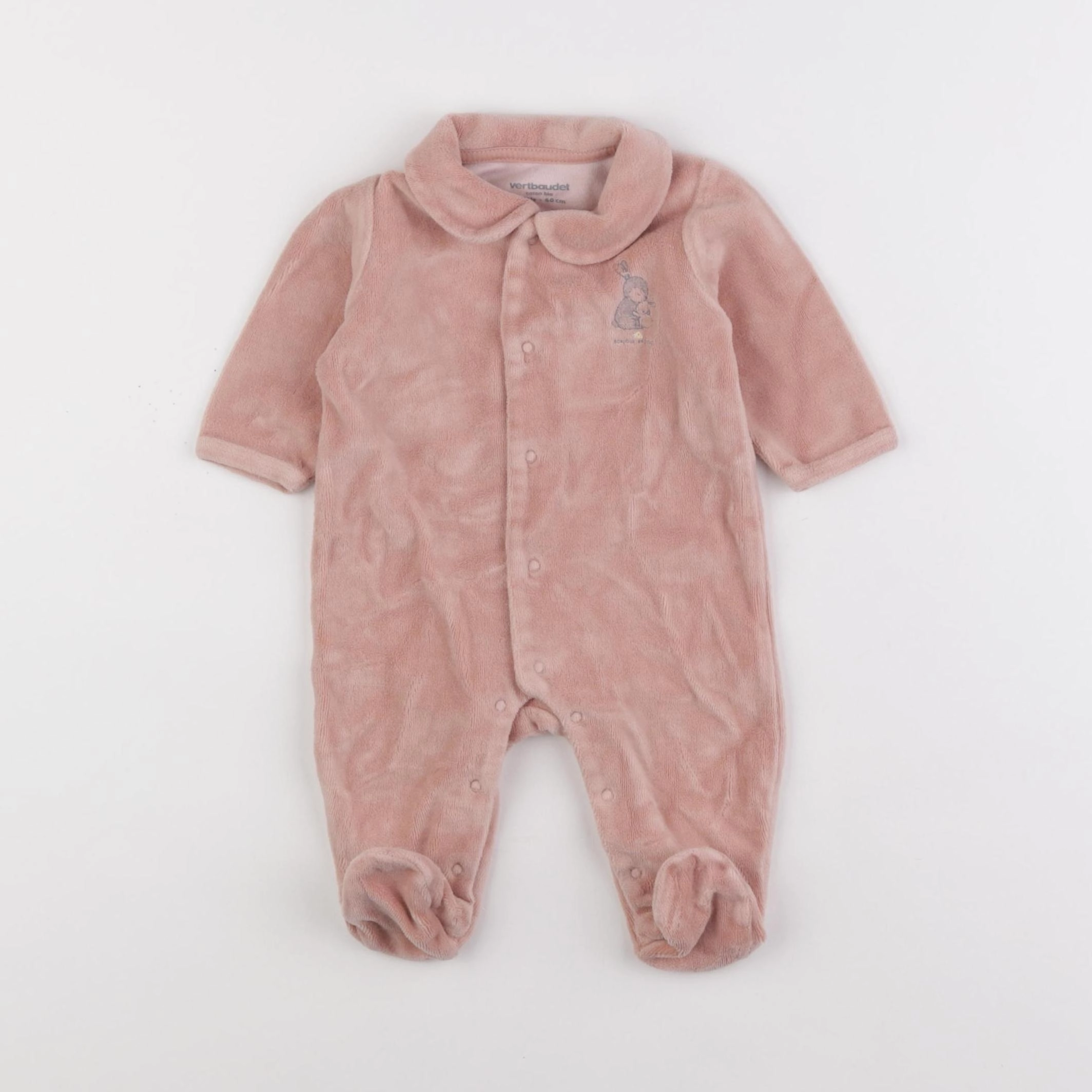Vertbaudet - pyjama velours rose - 3 mois