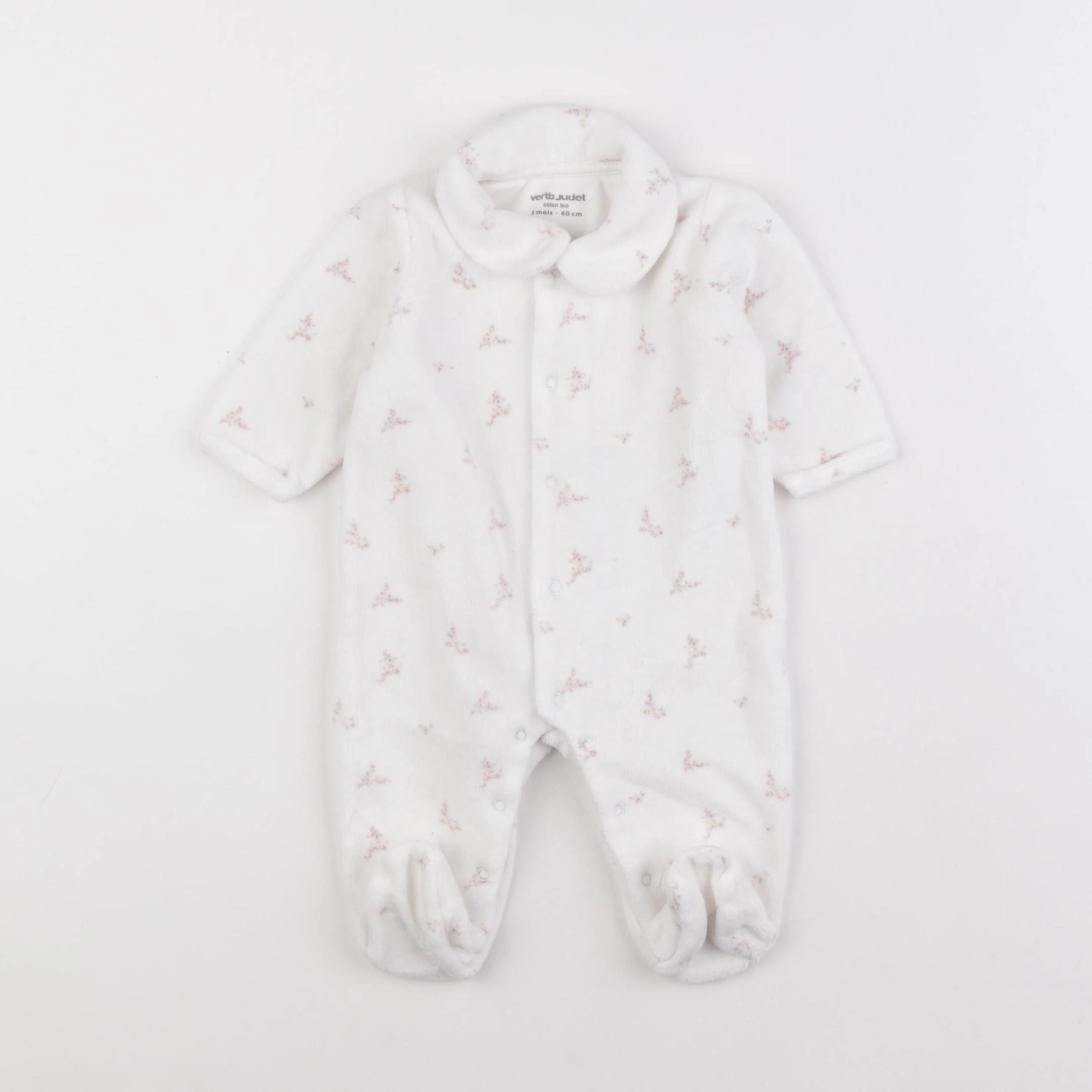 Vertbaudet - pyjama velours blanc - 3 mois