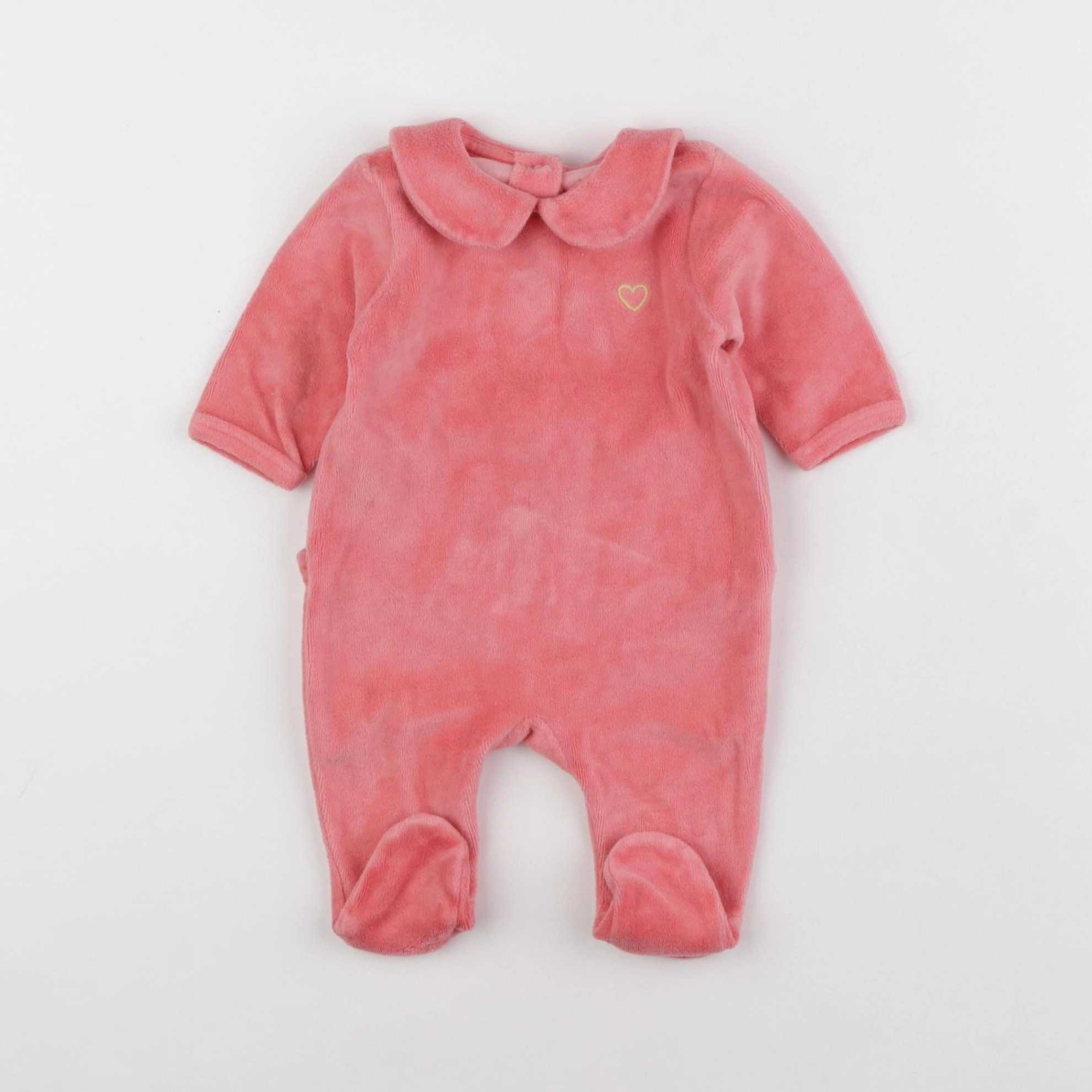 Vertbaudet - pyjama velours rose - 1 mois