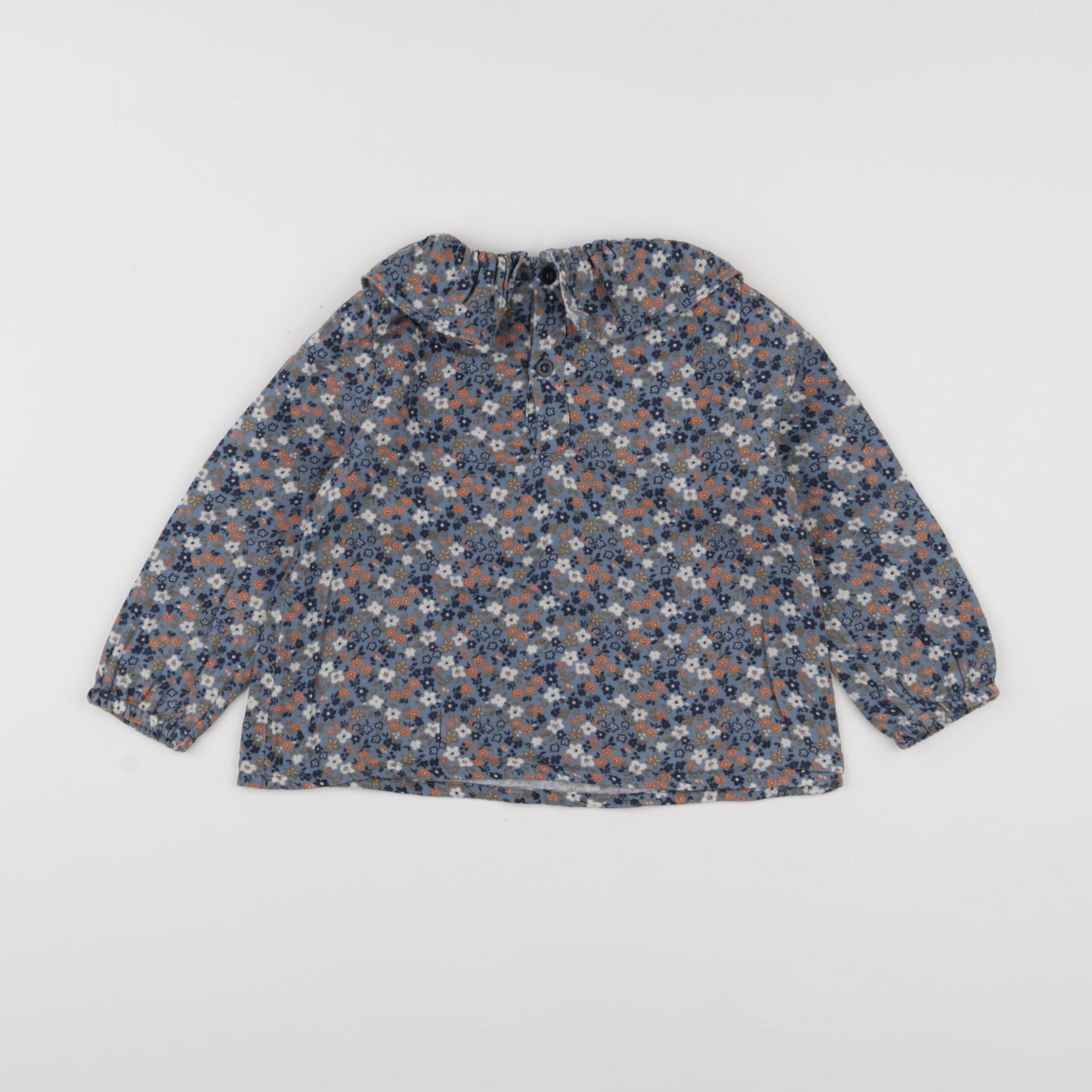 Petit Bateau - blouse bleu - 36 mois
