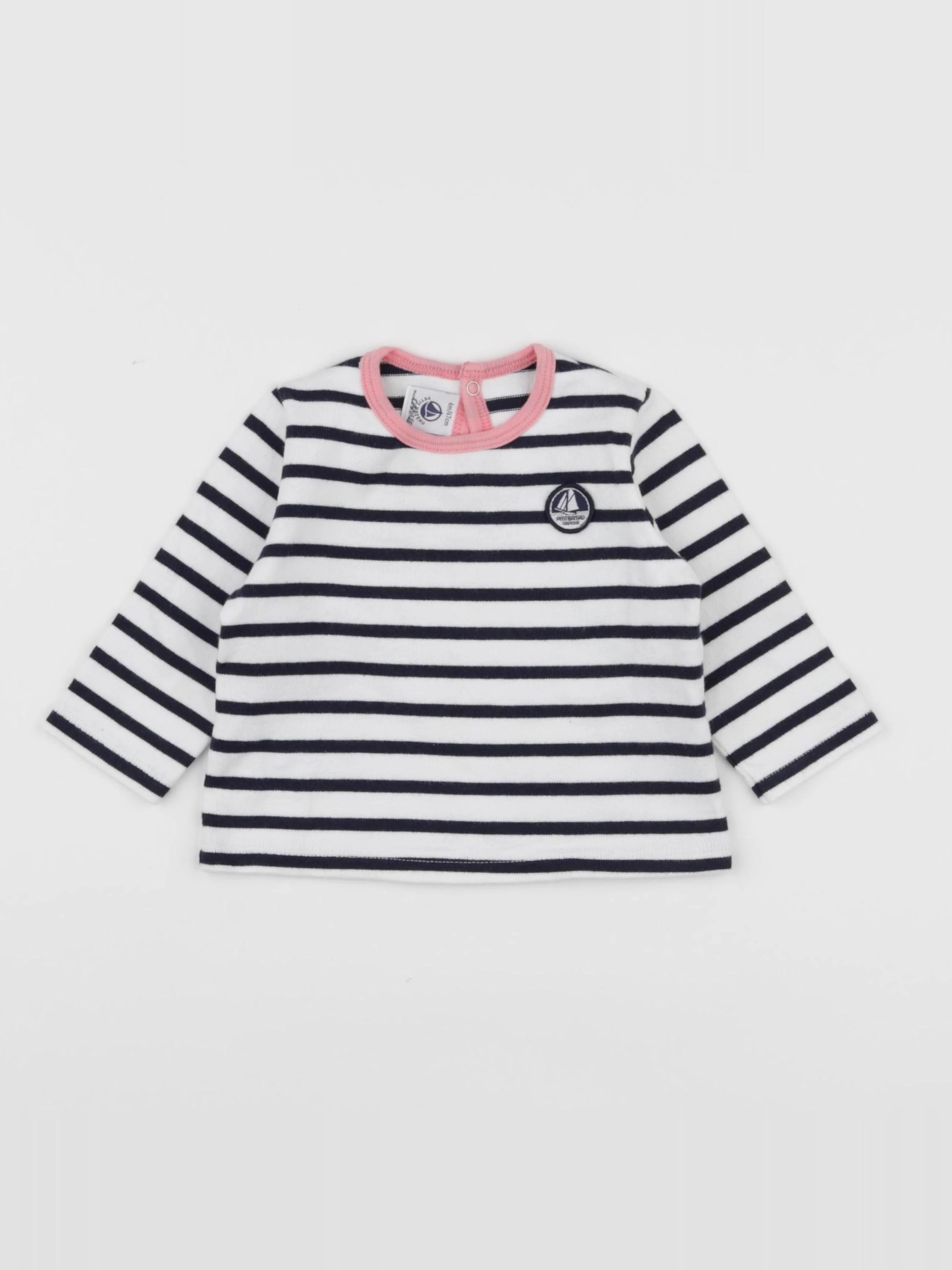 Petit Bateau - sweat blanc - 6 mois