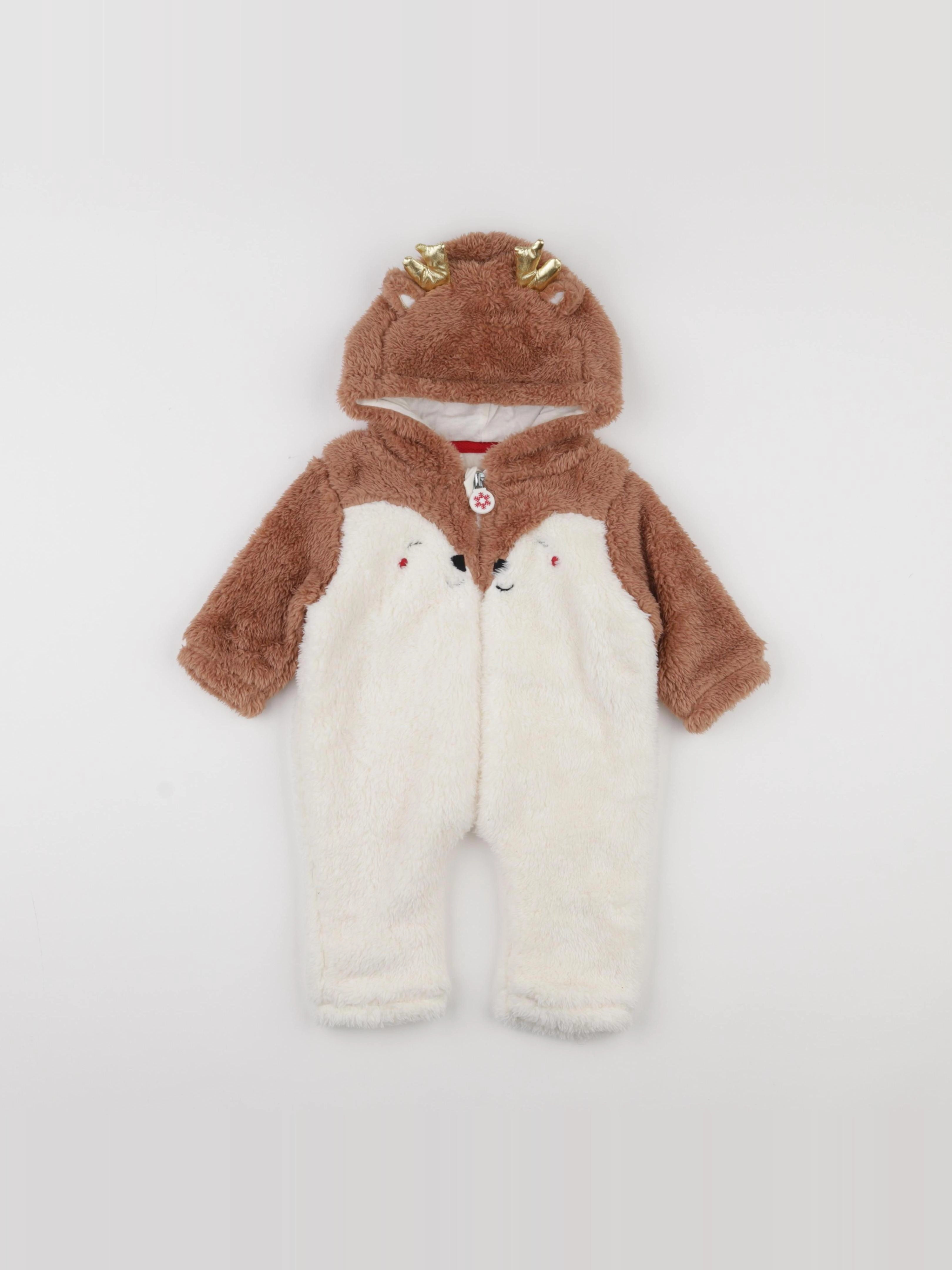 Vertbaudet - sur-pyjama blanc, marron - 6 mois