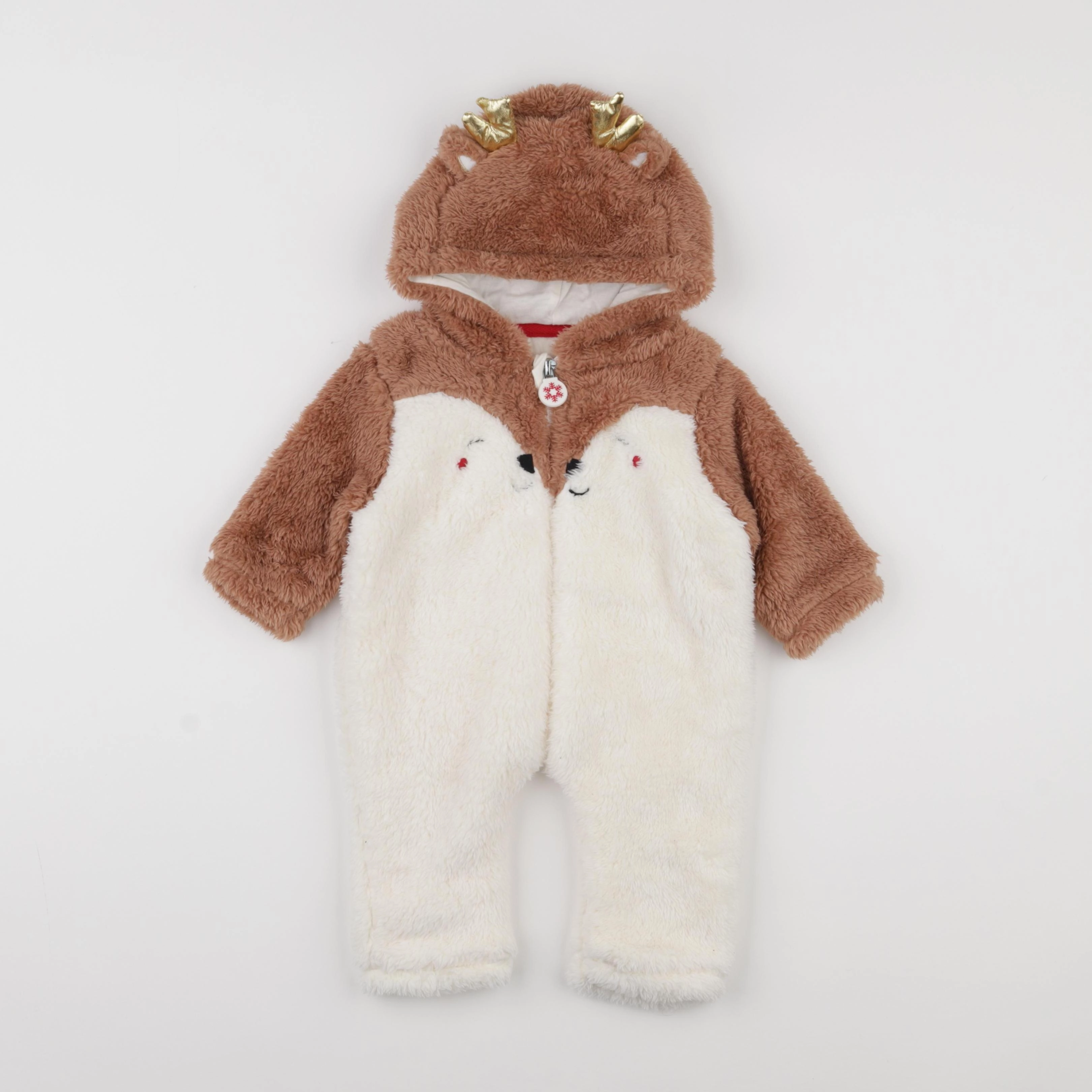 Vertbaudet - sur-pyjama blanc, marron - 6 mois