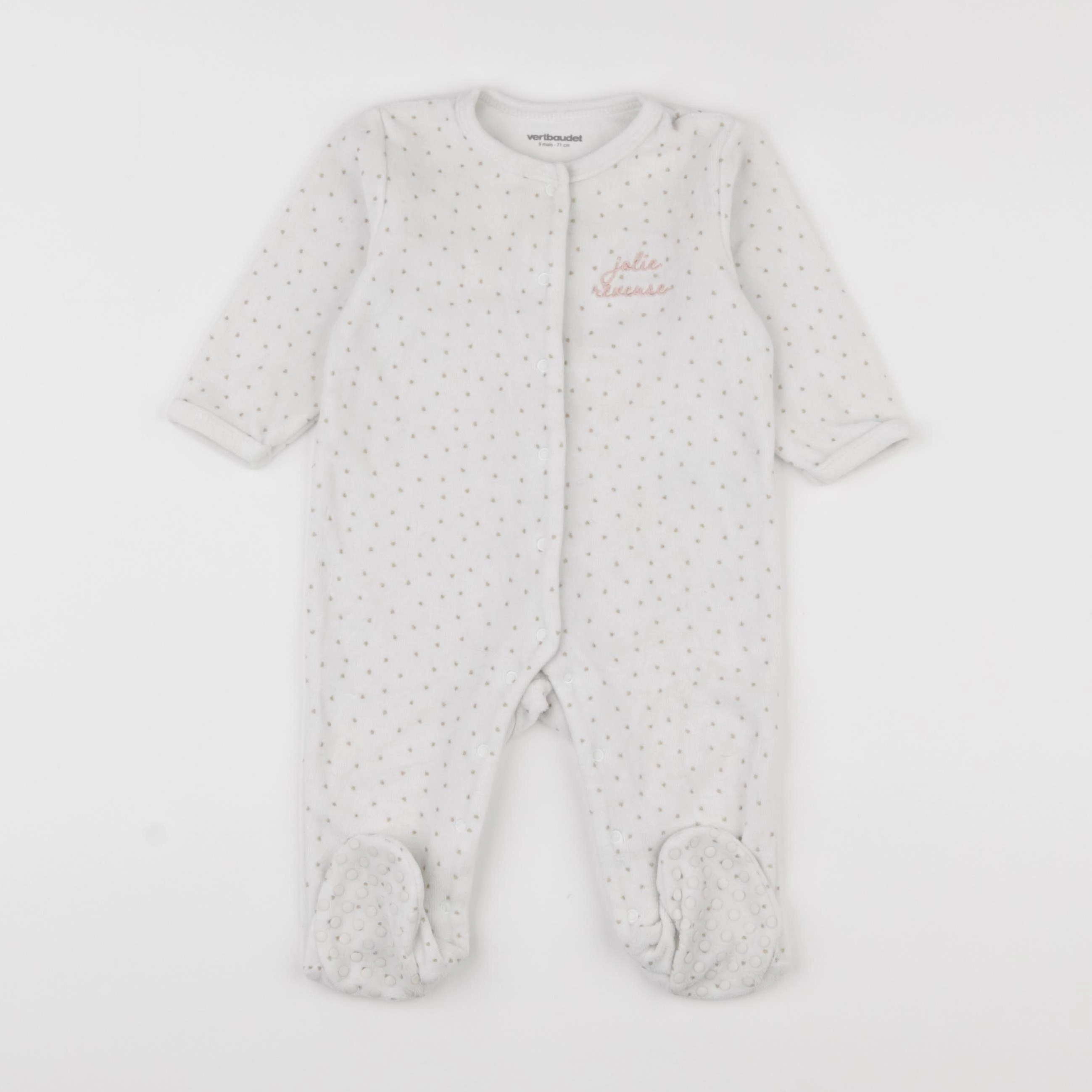 Vertbaudet - pyjama velours blanc - 9 mois