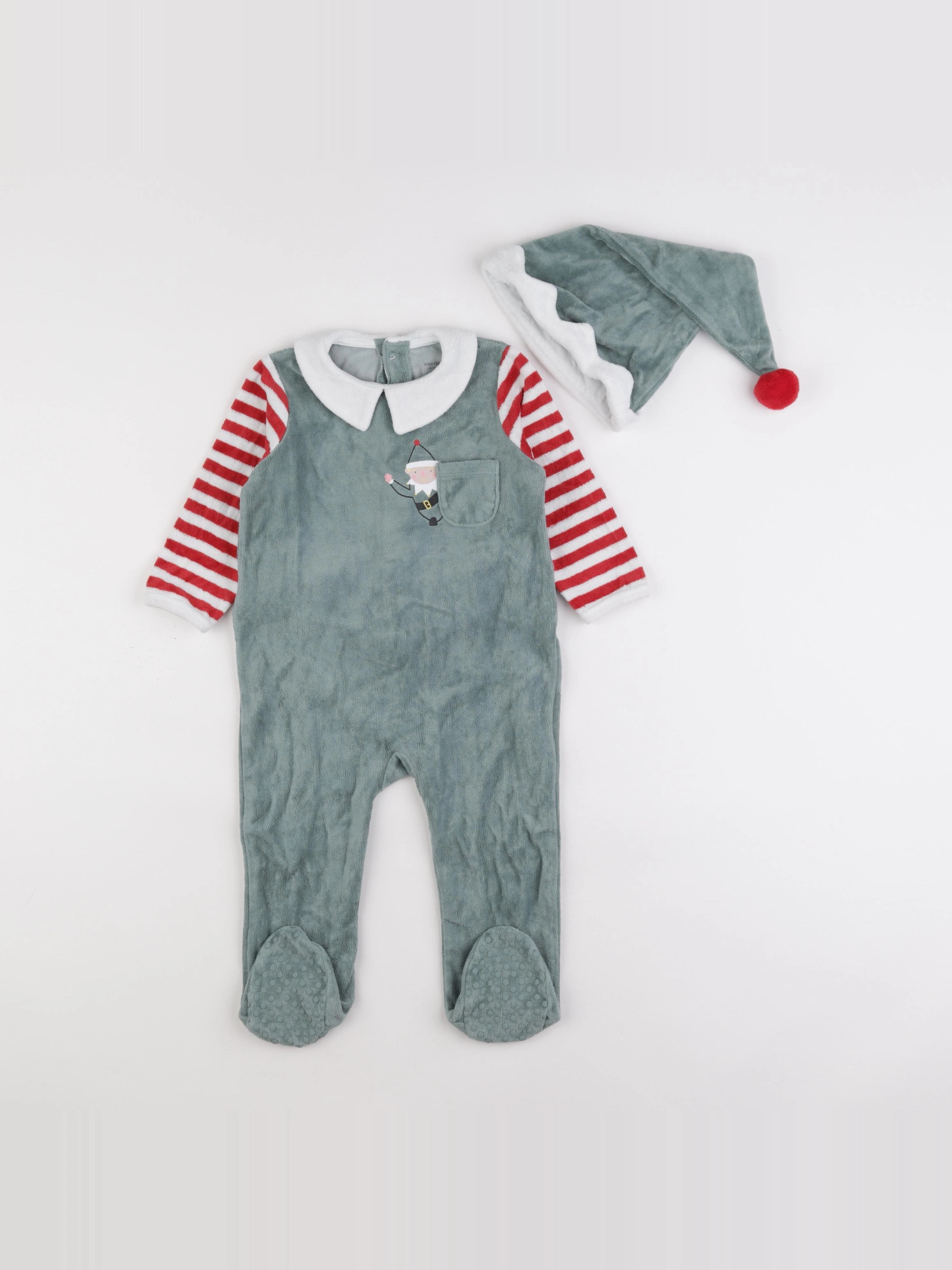 Vertbaudet - pyjama velours vert - 18 mois