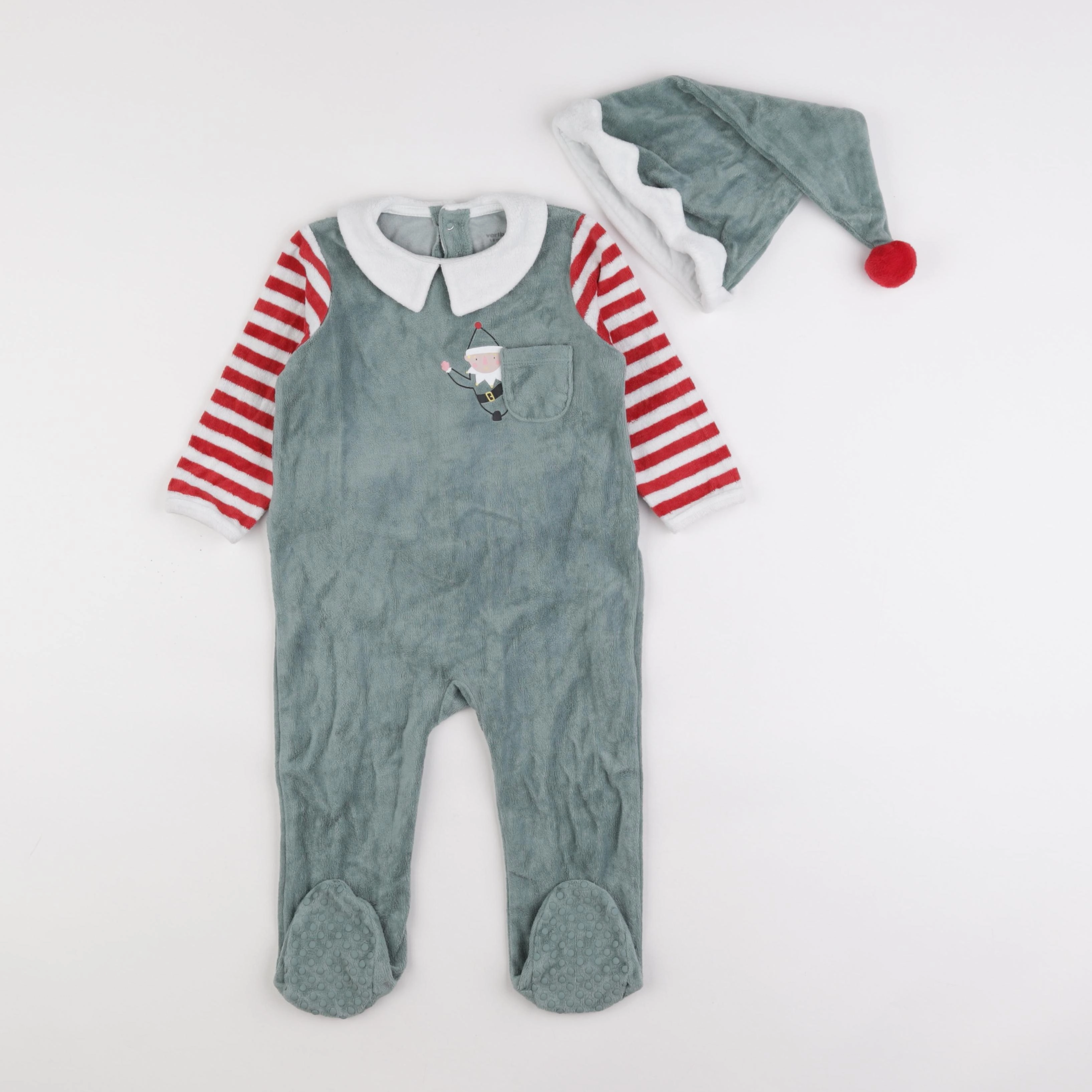 Vertbaudet - pyjama velours vert - 18 mois