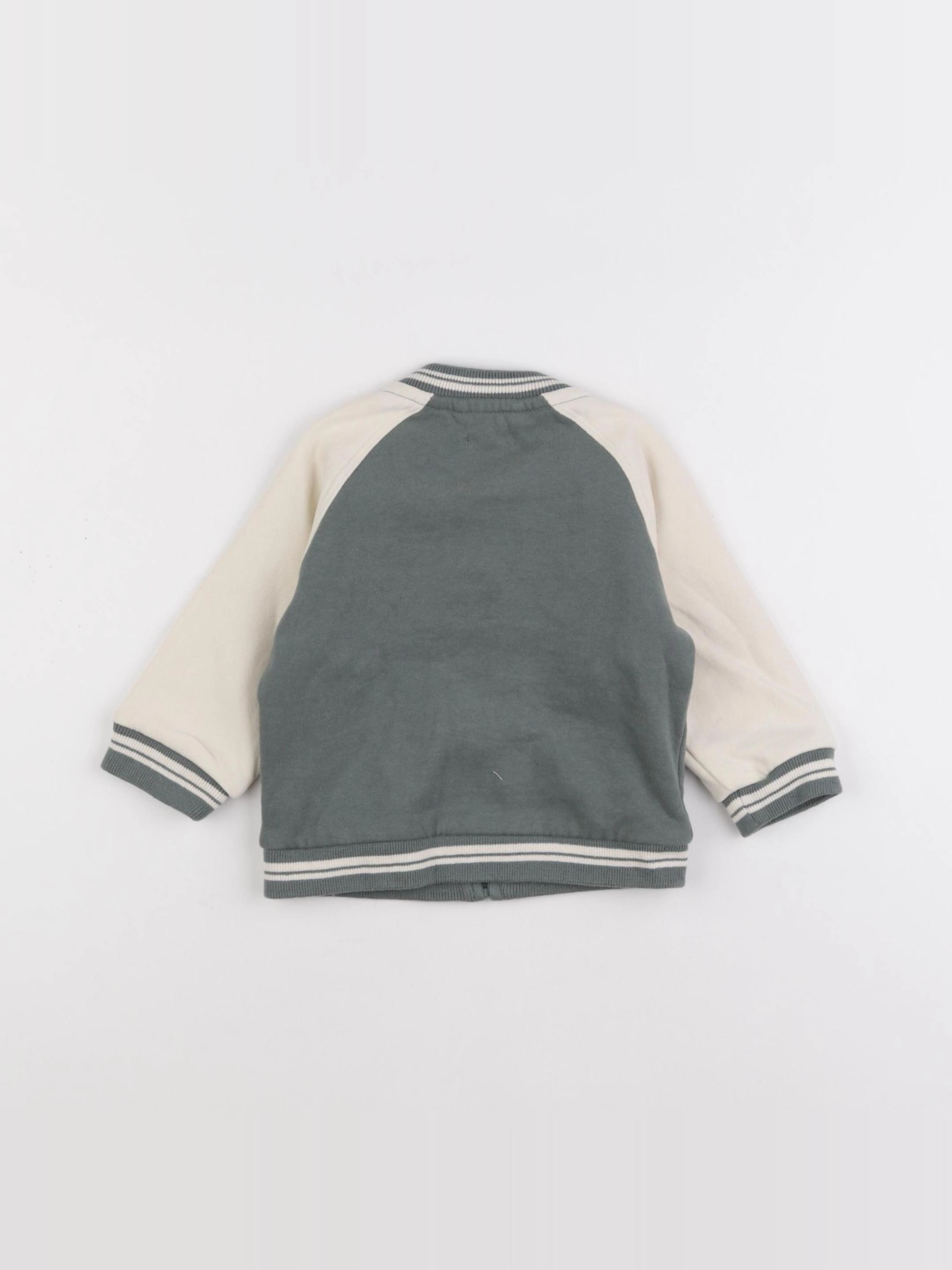 Vertbaudet - sweat blanc, vert - 12 mois