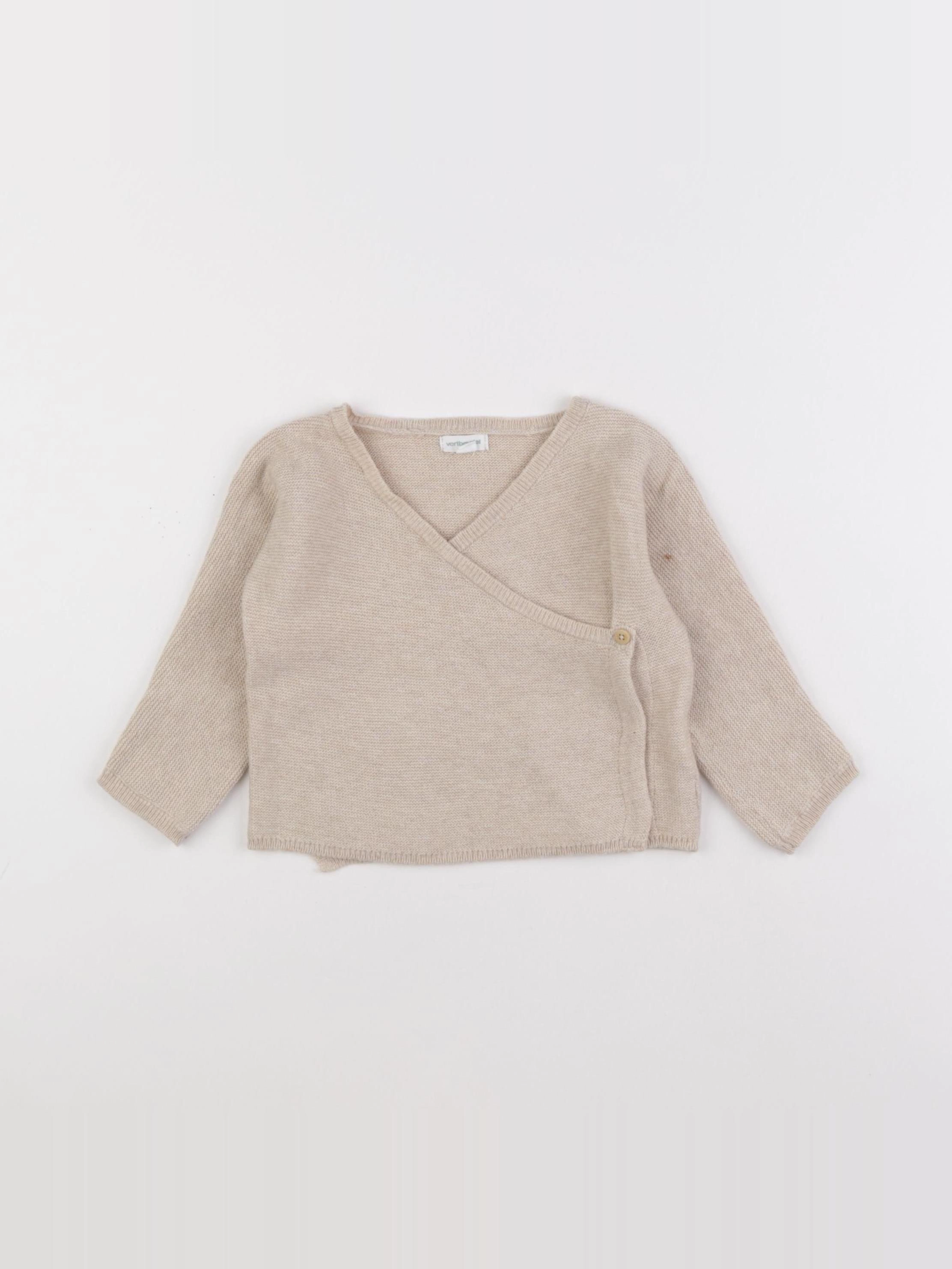 Vertbaudet - gilet beige - 12 mois